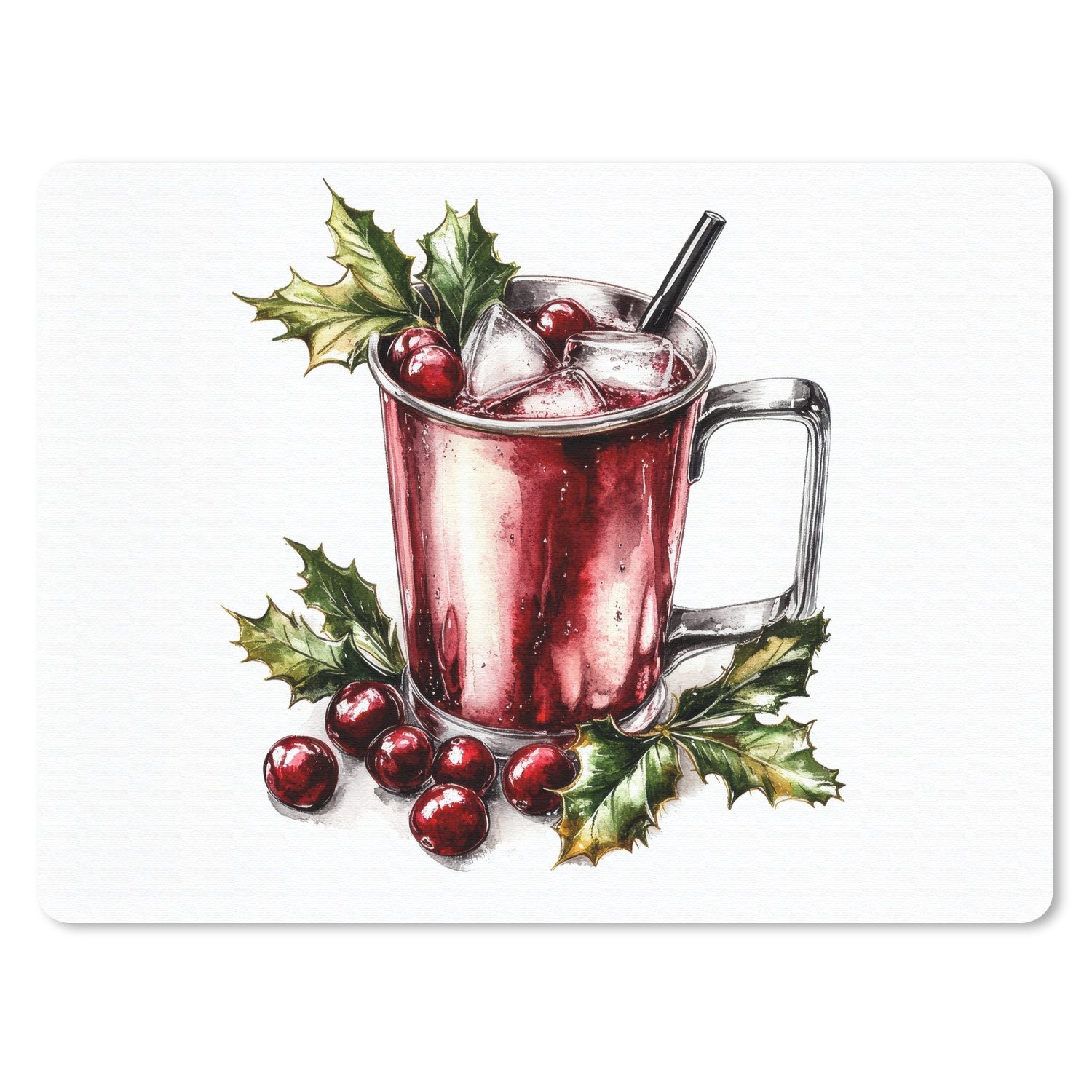 MuchoWow Mauspad Getränk - Winter - Cocktail - Rot (1-St), Büro für Tastatur und Maus, Mousepad Gaming, 40x30 cm