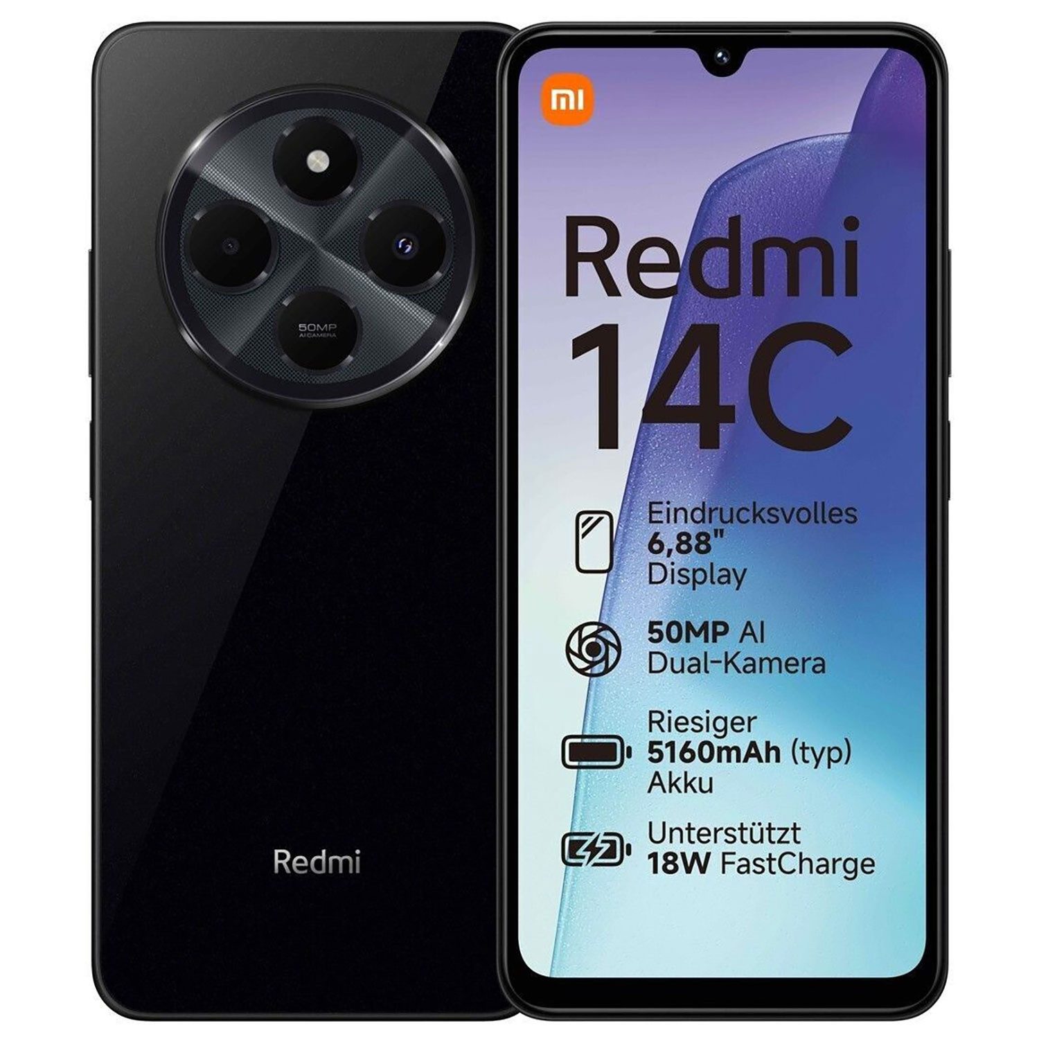 Xiaomi Redmi 14C Smartphone (17.47 cm/6.88 Zoll, 128 GB Speicherplatz, 50 MP Kamera)