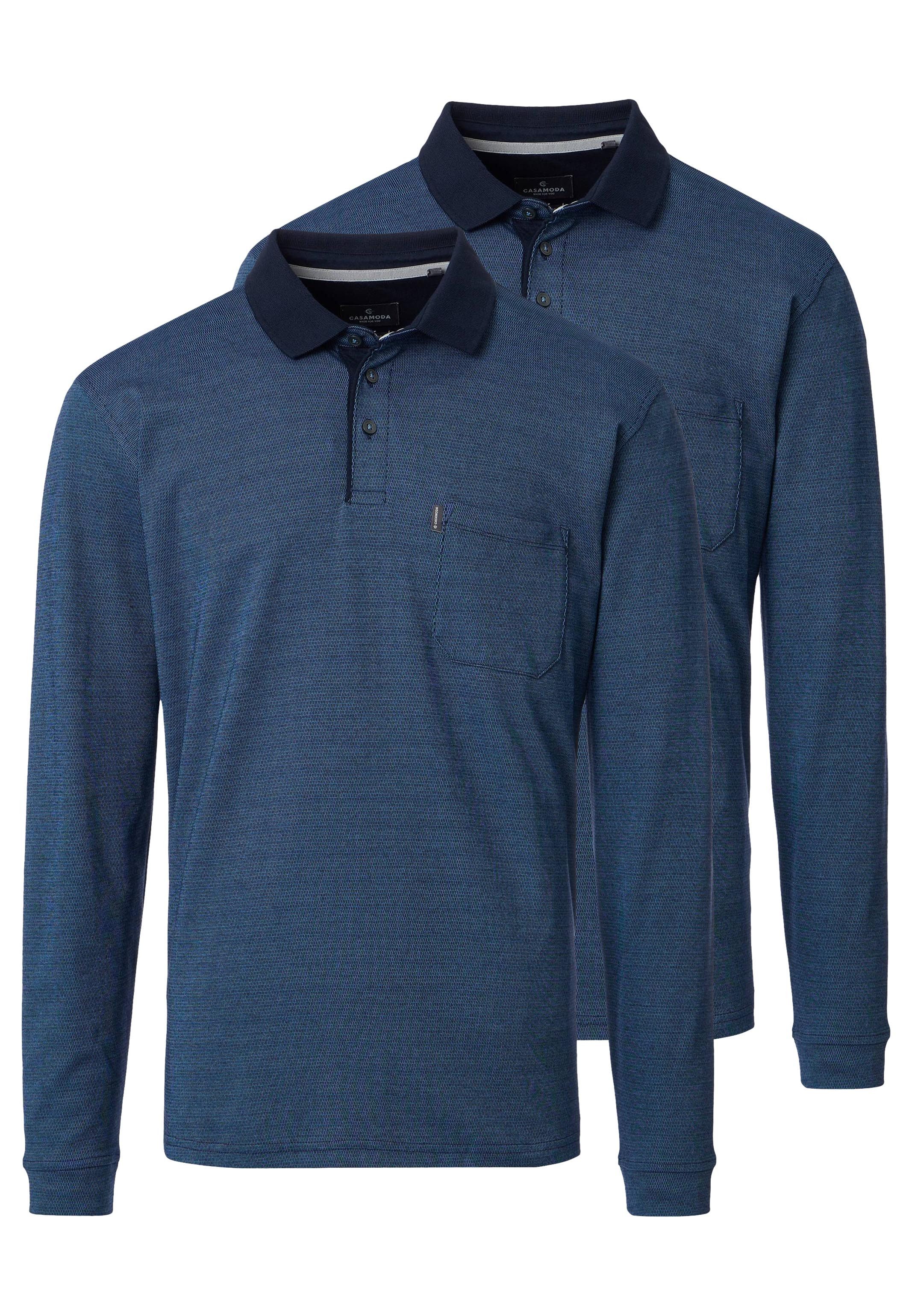 CASAMODA Langarm-Poloshirt 2er Pack Basic (Spar-Set, 2-tlg) Poloshirt - Baumwolle - Atmungsaktiv - Normale Passform