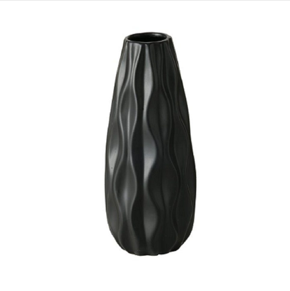 BOLTZE GRUPPE Dekovase 2er Set Vase Luana, schwarz, Steingut, matt – Bild 5 von 5