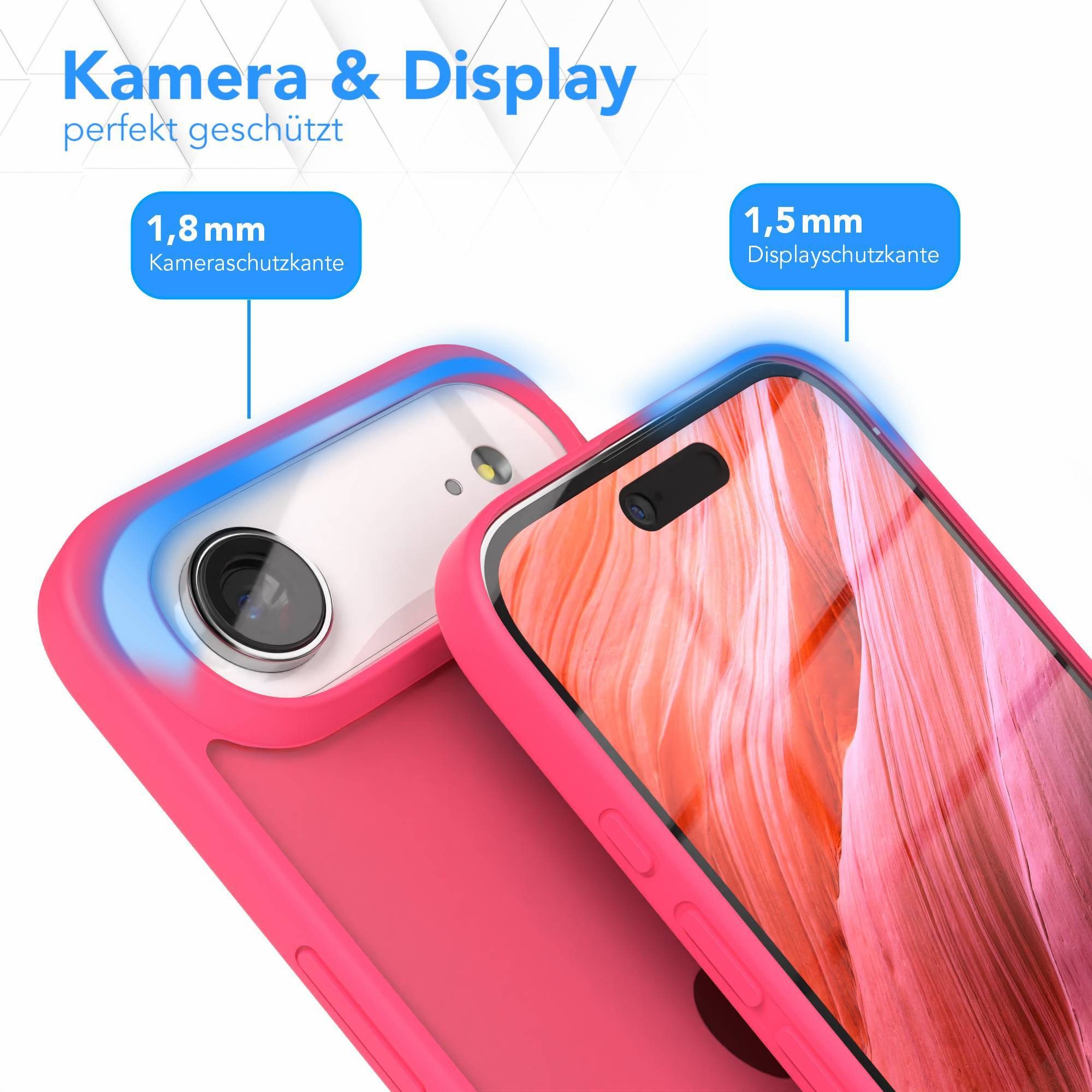 EAZY CASE Handyhülle Outdoor Case für Apple iPhone Air 6,5 Zoll, Outdoor Case Dünn Transparent mit Kameraschutz Back Cover Pink – Bild 3 von 5