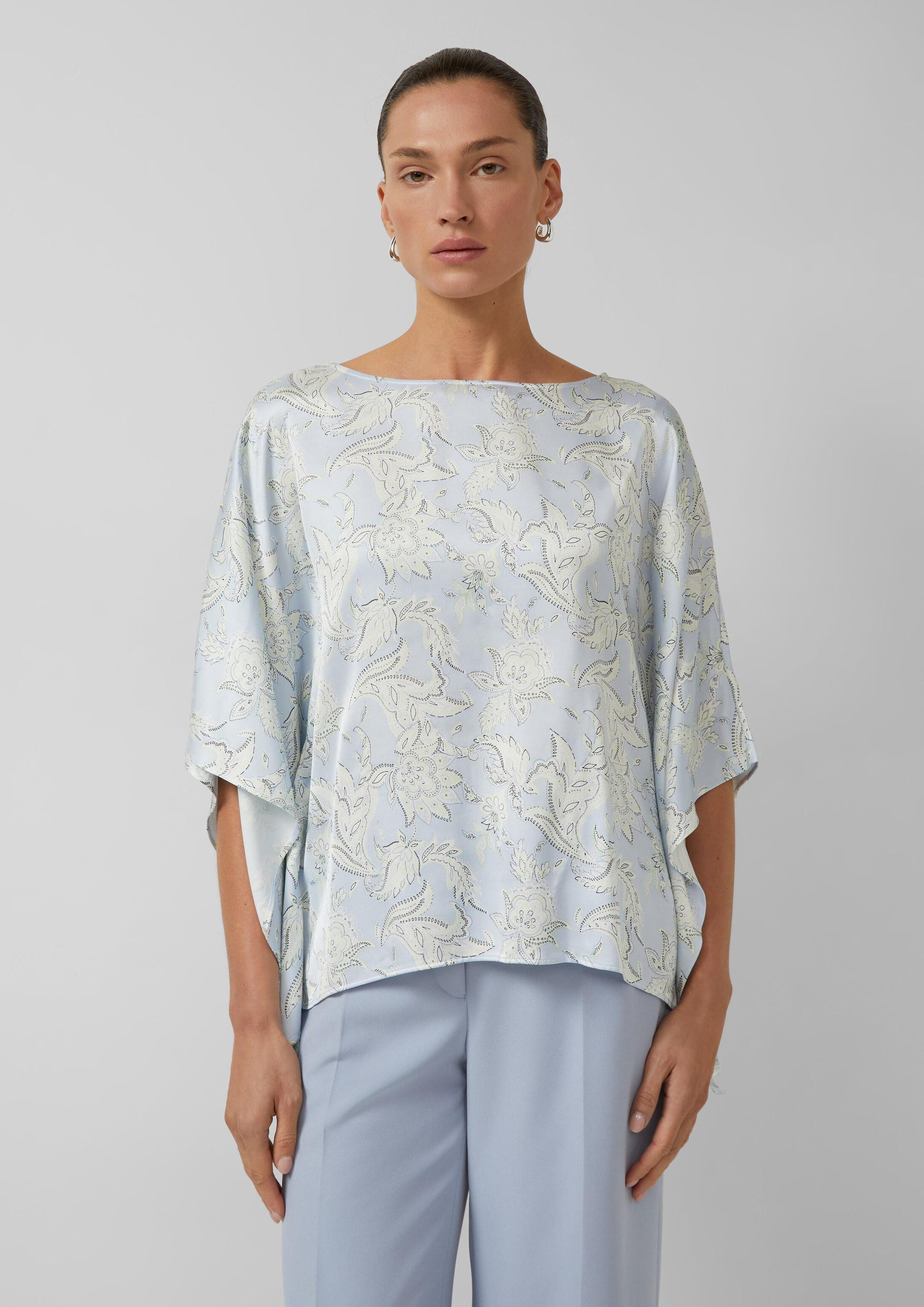 s.Oliver Kurzarmbluse Bluse Fließende Poncho-Bluse