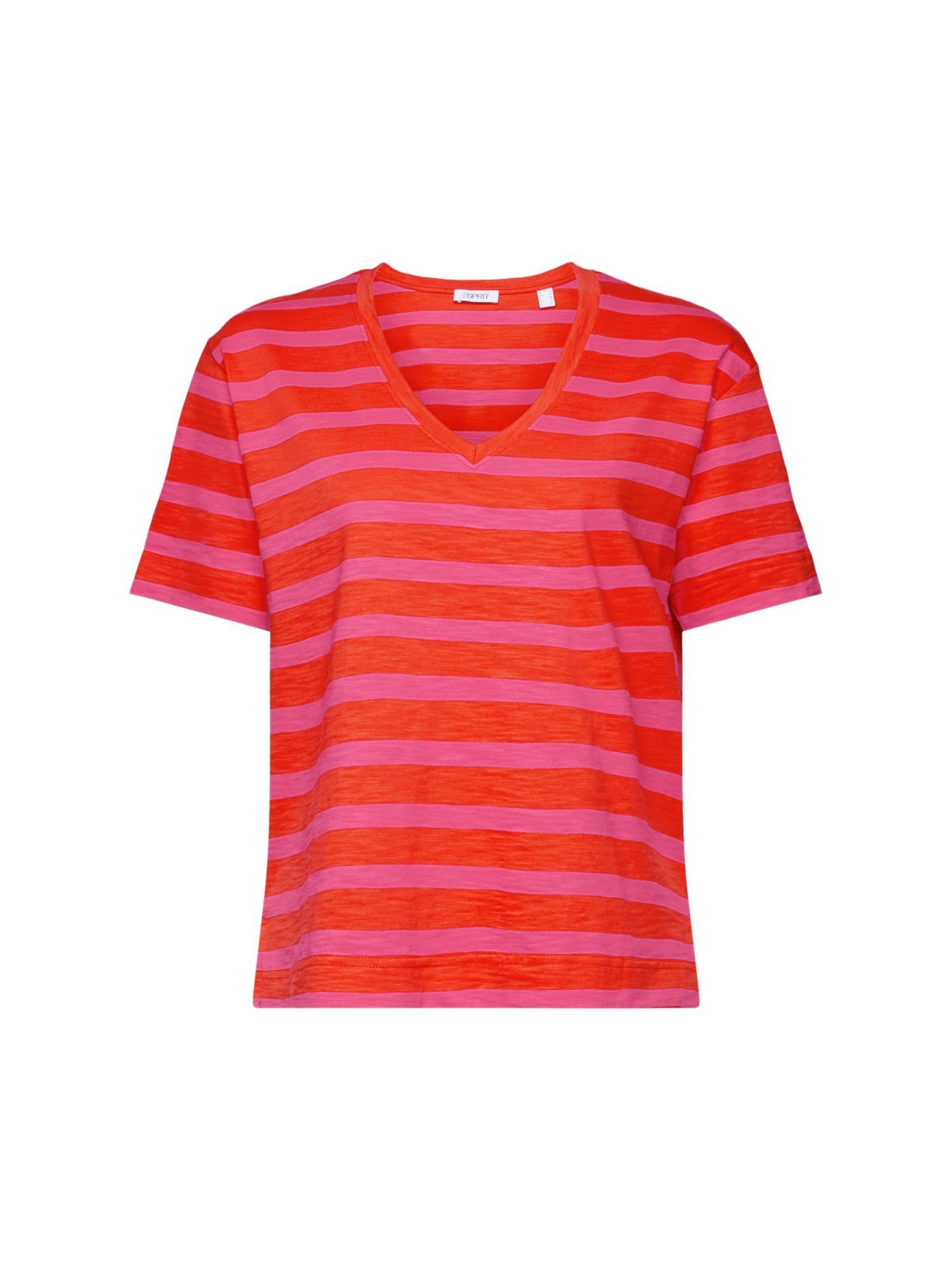 Esprit T-Shirt Gestreiftes T-Shirt mit V-Ausschnitt (1-tlg)