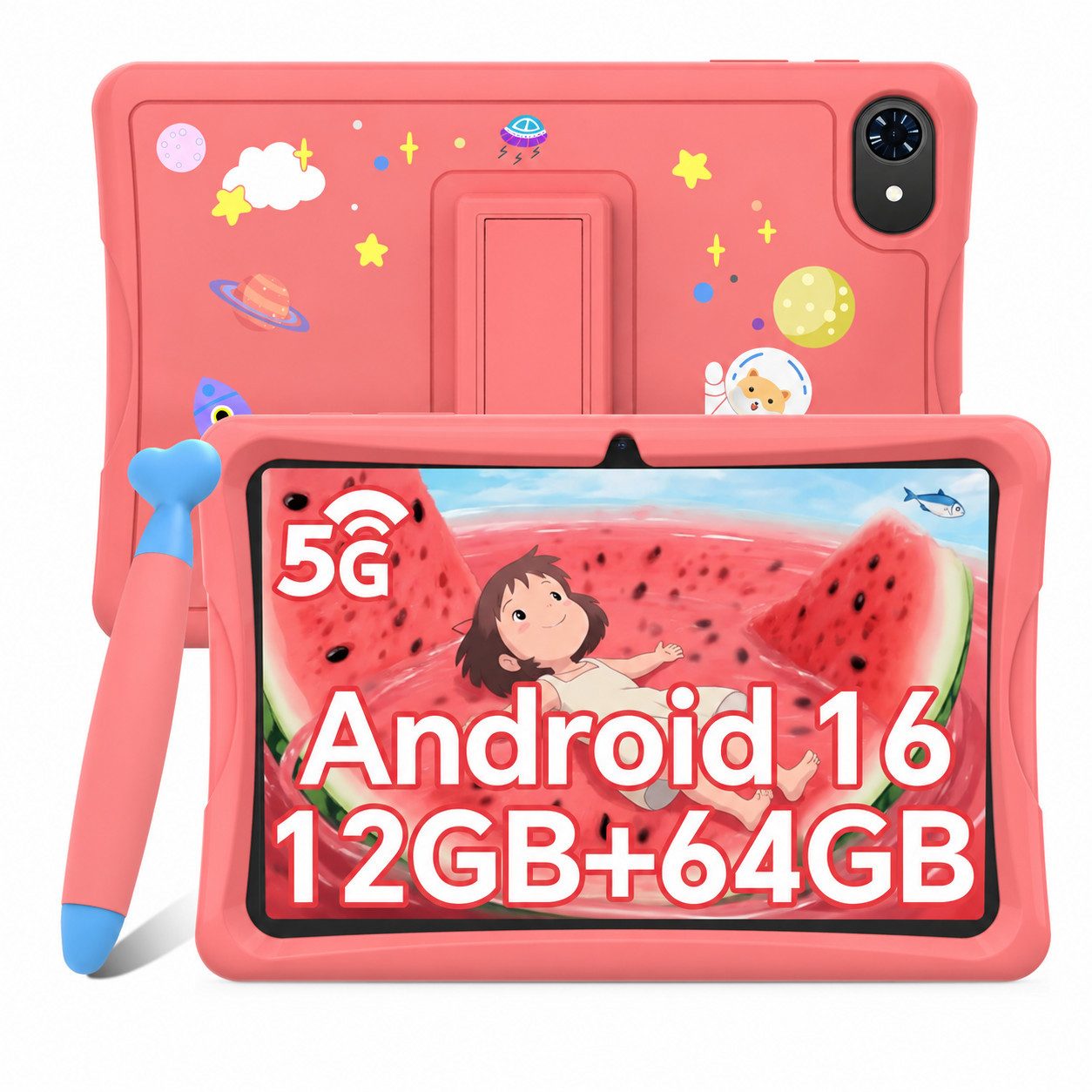 VekfulPC K10-5000mAh, stoßfest, 10,1" inkl. Z20 Kinderuhr Kids Tablet (10,1", 64 GB, Android 16, Google Kids Space, 10,1" HD, 5000mAh, 12GB+64GB)