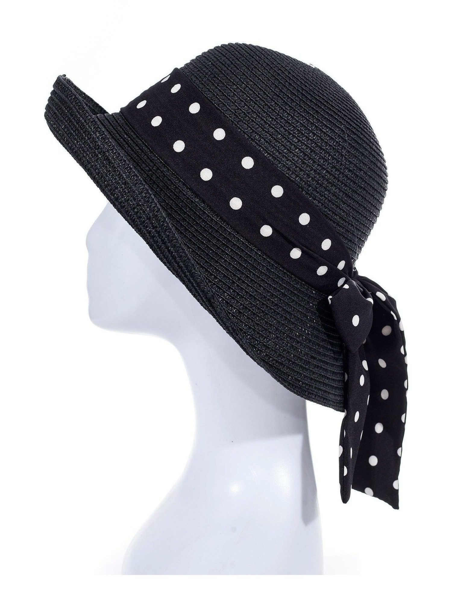 Adel Accessoires Sonnenhut Damenhut mit Schleife und Punkten – 50–55 cm – Sommerhut