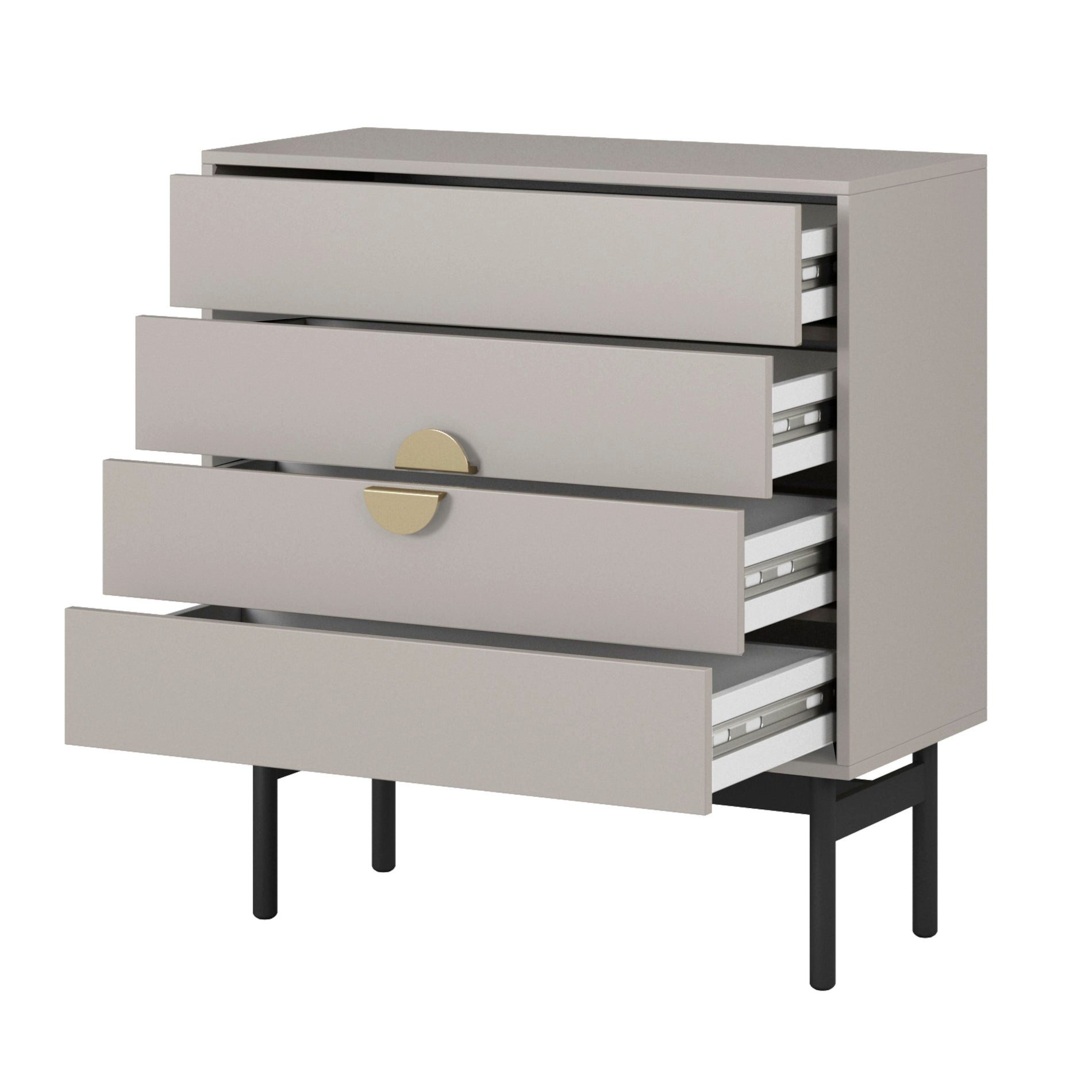Selsey Kommode STOON II, Vier geräumige Schubladen, Trendfarbe Graubeige, modernes Design