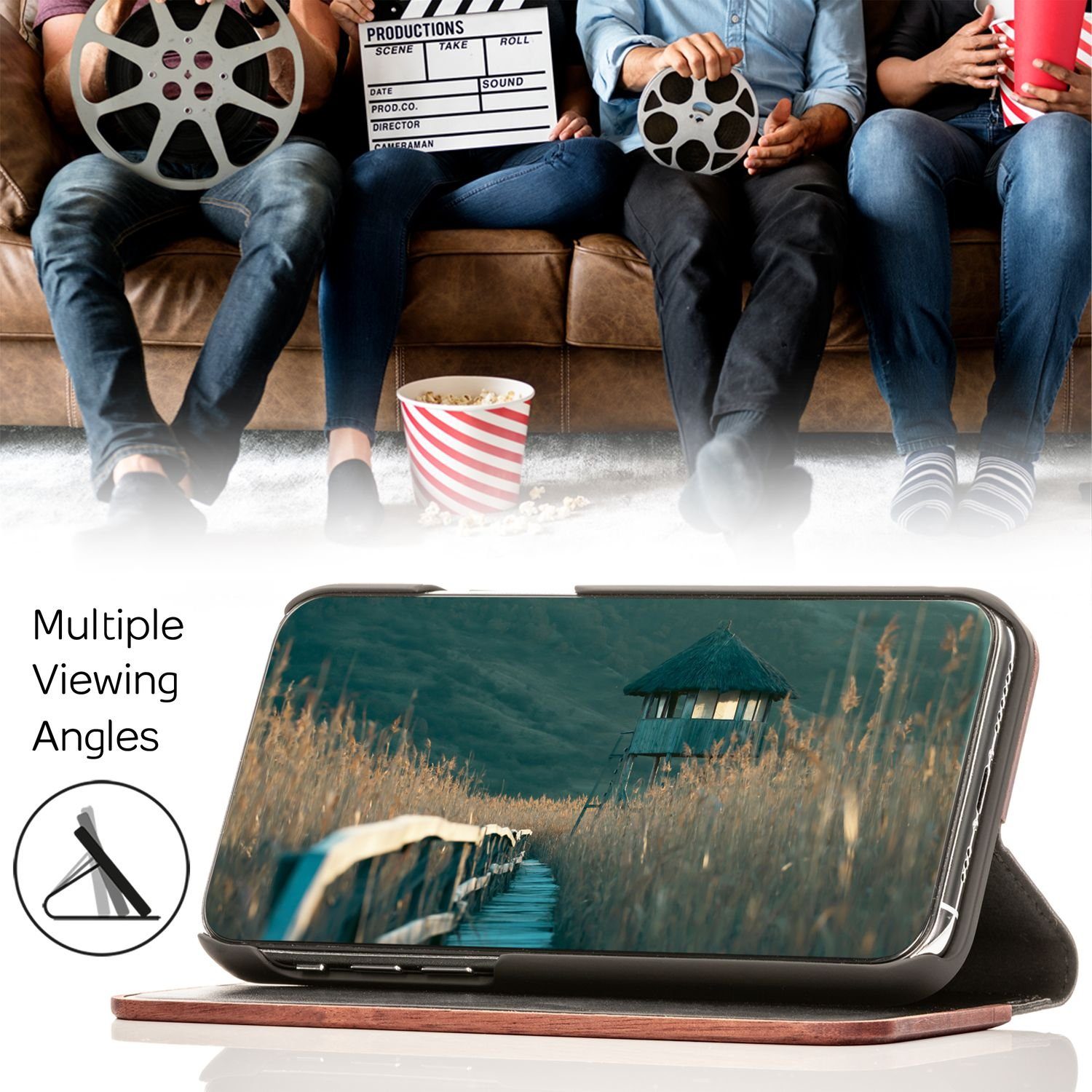 Nalia Smartphone-Hülle Apple iPhone 13 Pro Max 17 cm (6,7 Zoll), Echt Holz Klapp Hülle / Magnetverschluss / Standfunktion / Flip Case
