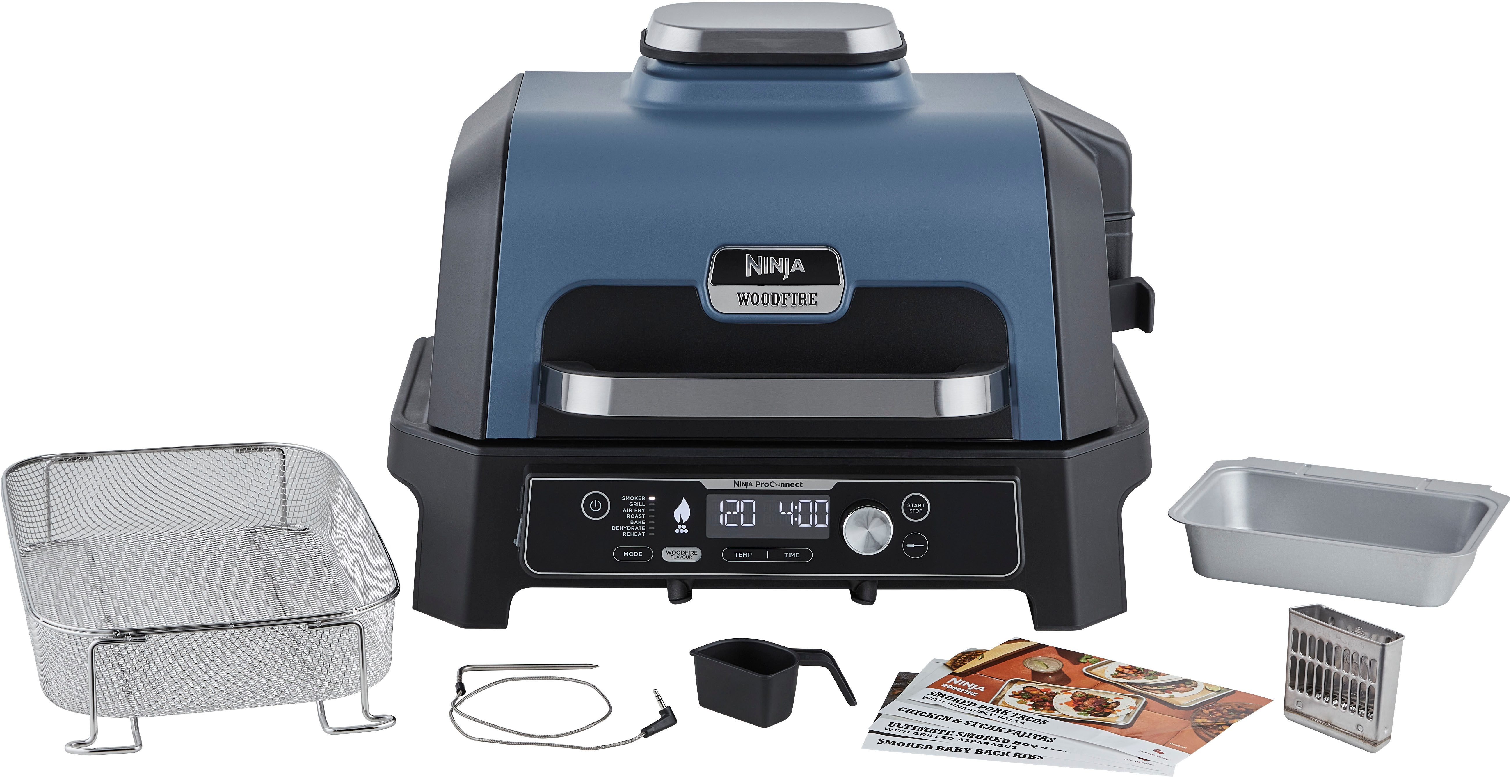 NINJA Tischgrill Woodfire Pro Connect XL OG901EU, 1700 W, Elektrischer Outdoor Grill & Smoker