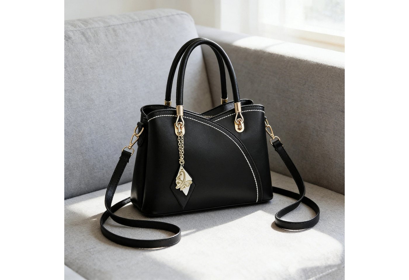 OKWISH Henkeltasche Umhängetasche Handtasche Tragetasche Bürotasche (Arbeitstasche Messenger-Tasche Top Griff Schultergurt, Unitasche, Freizeittasche, Kunstleder), für Frauen Freizeit Business Schule Büro Reisen usw
