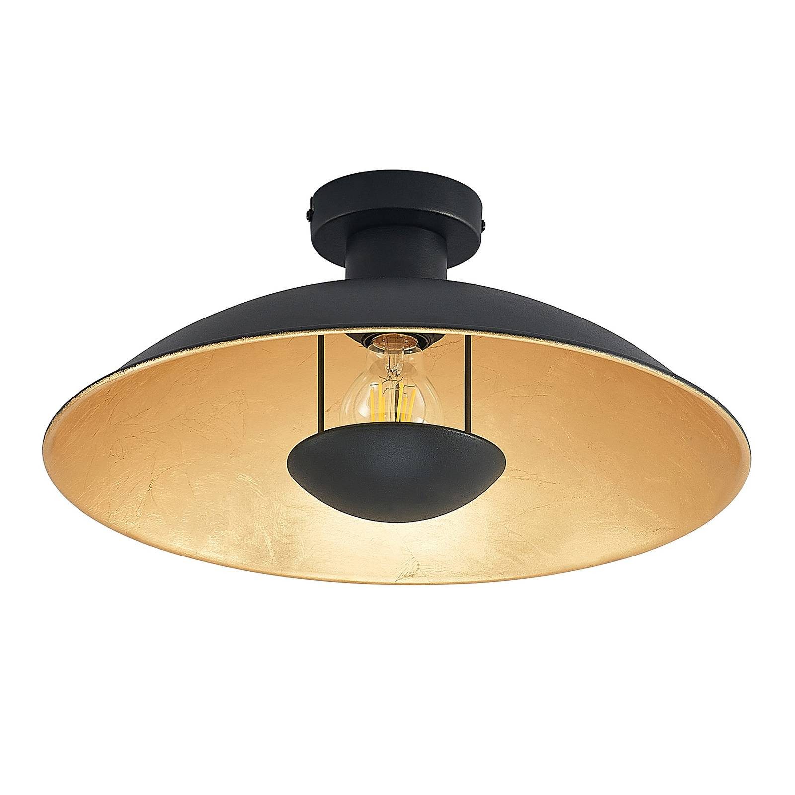 Lindby Deckenlampe Narisara, Ø 40 cm, E27, schwarz-gold günstig online kaufen