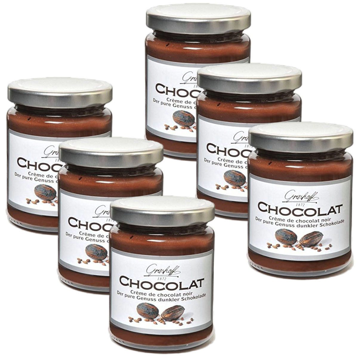 Grashoff Schokoaufstrich, Grashoff Noir belgische dunkle Chocolat der pure Genuss 250g 6er Pack