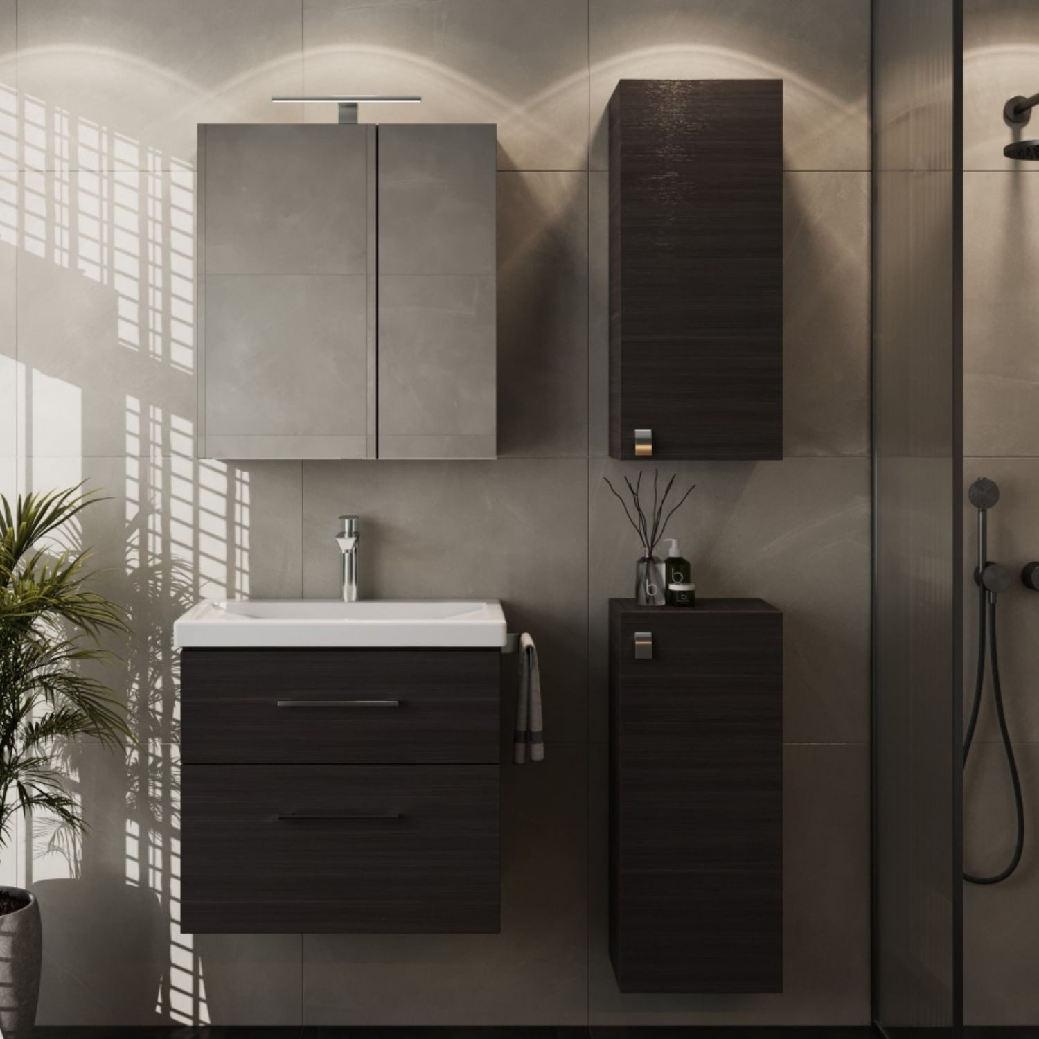 Planetmöbel Badmöbel-Set Badmöbel-Set mit Spiegelschrank 63cm günstig online kaufen