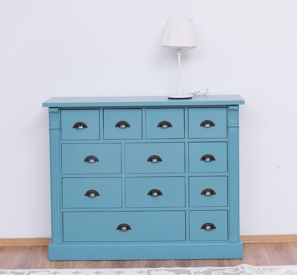 Apothekerschrank Kommode aus Massivholz mit 12 Schubladen