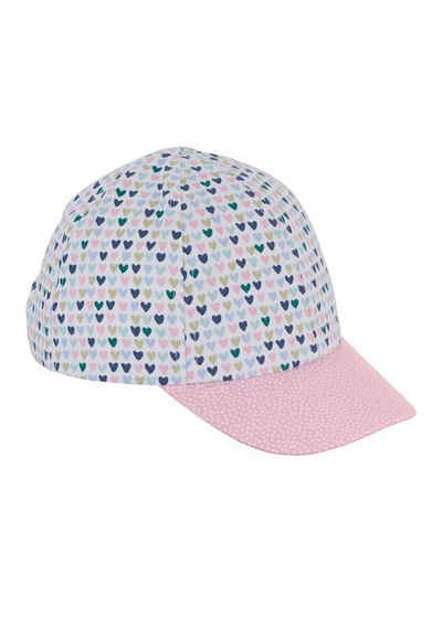 Sterntaler® Schirmmütze Basecap Herzchen (1-St., Caps für Kinder unifarben, Baseball Caps mit UV- Schutz) Kindermütze mit Gummiband zur Weitenregulierung