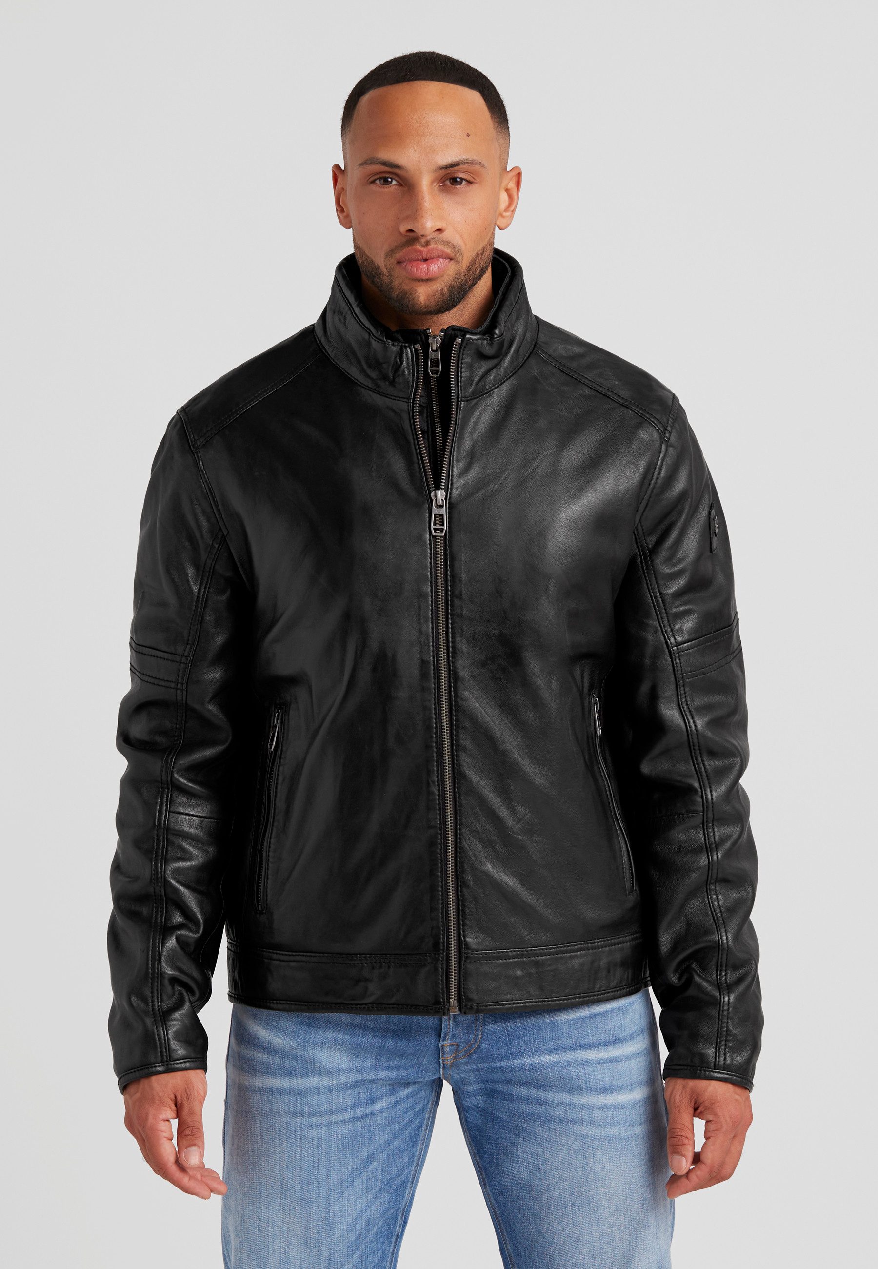 Milestone Lederjacke MSBender aus Lammleder mit abnehmbarem Windschutz