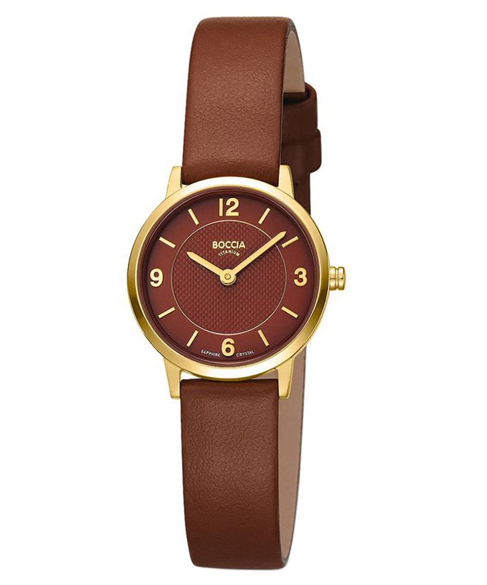 Boccia Quarzuhr Quarz Titan Braun/Goldfarben günstig online kaufen