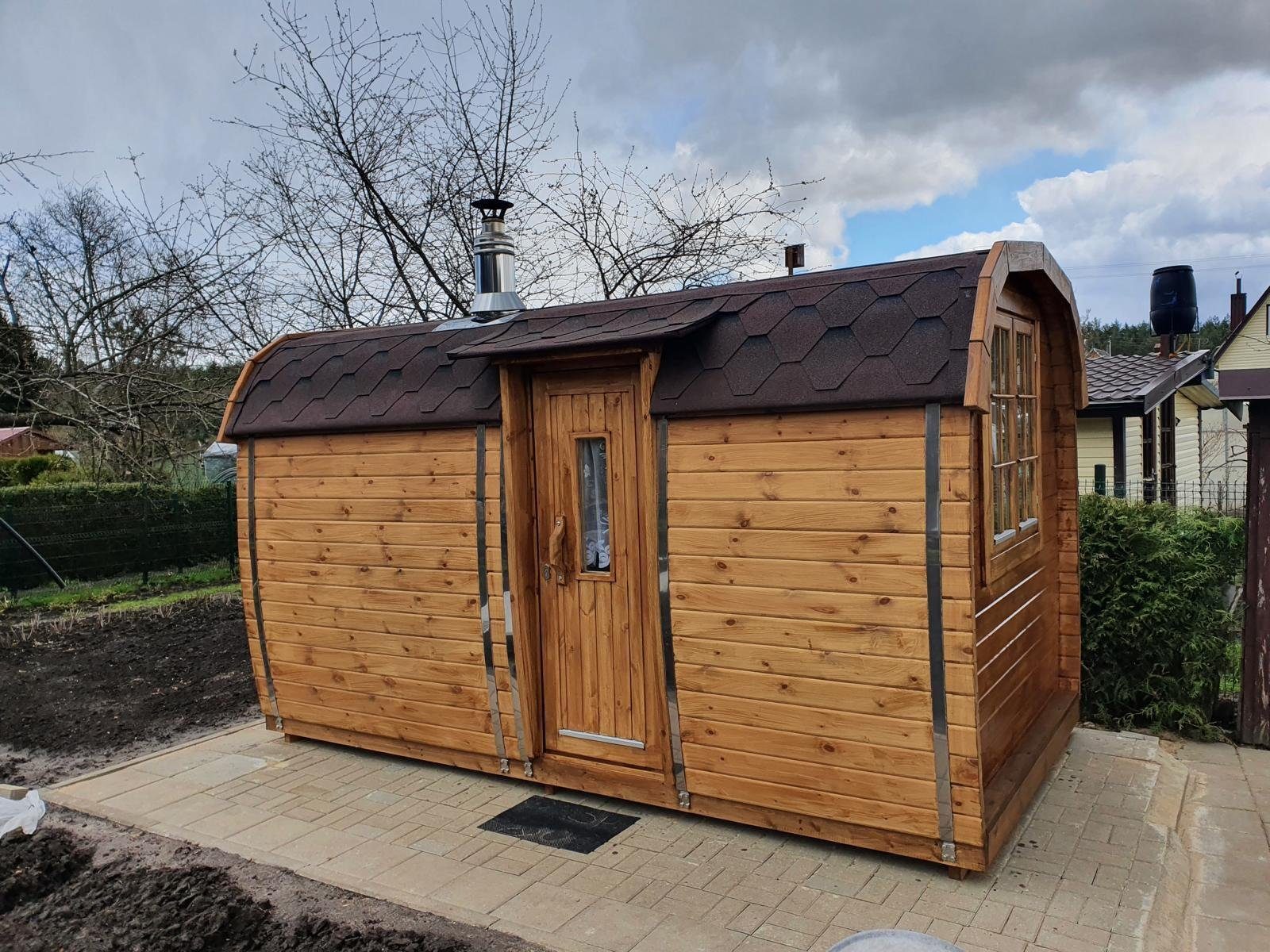 Fasssauna Holzsauna Fass Sauna Garten 46mm Fasssauna mit Schindeln