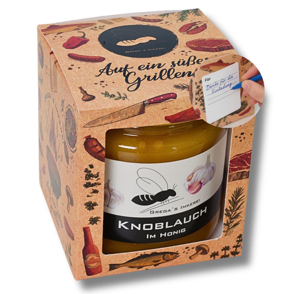 Grega´s Imkerei Grillsauce Honigsüße Geschenk Box Set, 1 x 250 g, (nach deiner Wahl, perfektes BBQ Gastgeschenk oder Mitbringsel für Grill begeisterte), Honigsüße Grillspezialitäten direkt vom Imker