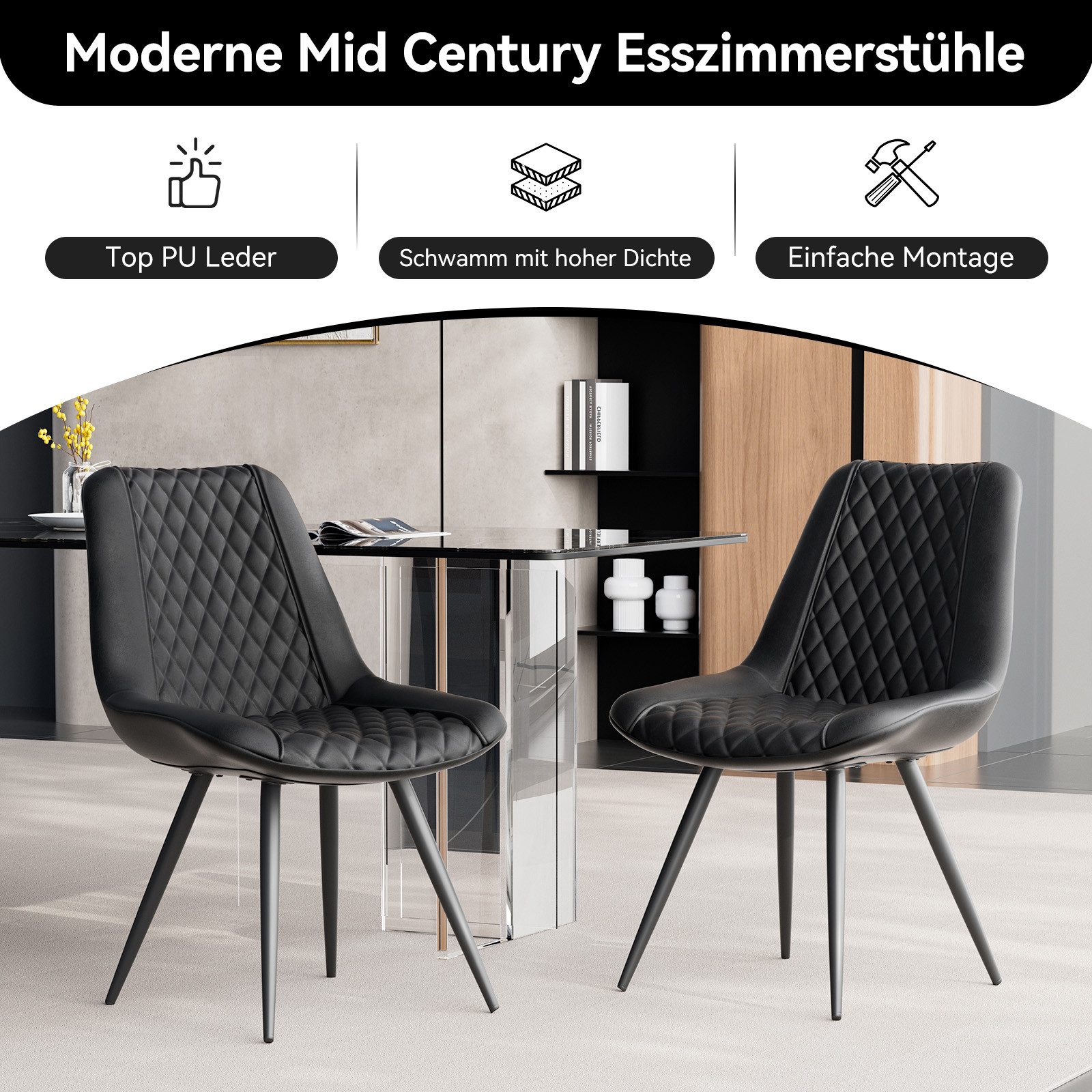HawthyHome Esszimmerstuhl Set of 2 Kunstleder günstig online kaufen