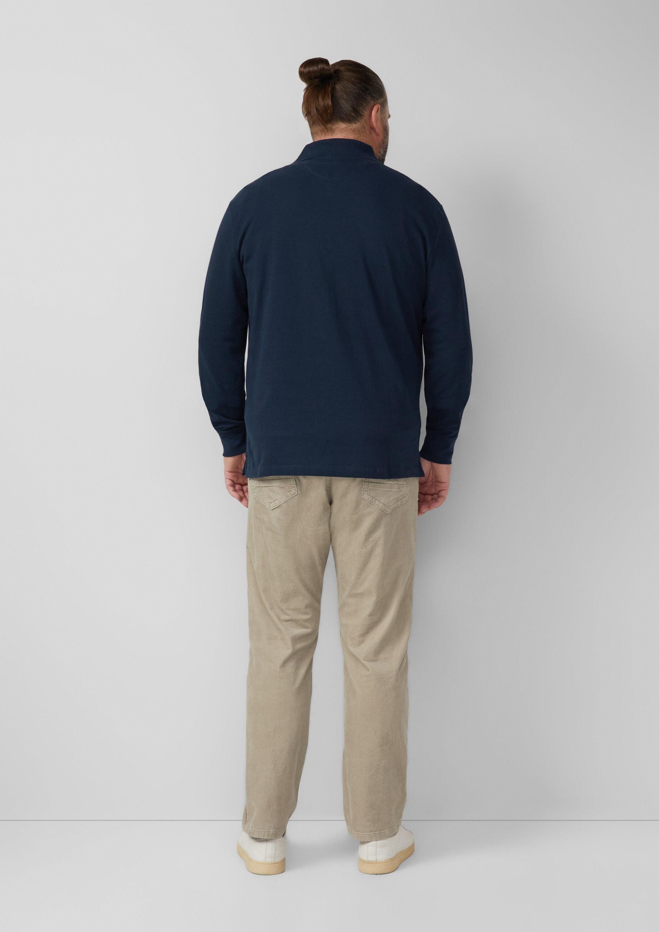 s.Oliver Langarmshirt Polo-Shirt Langarm-Poloshirt aus Baumwoll-Piqué mit Bündchen