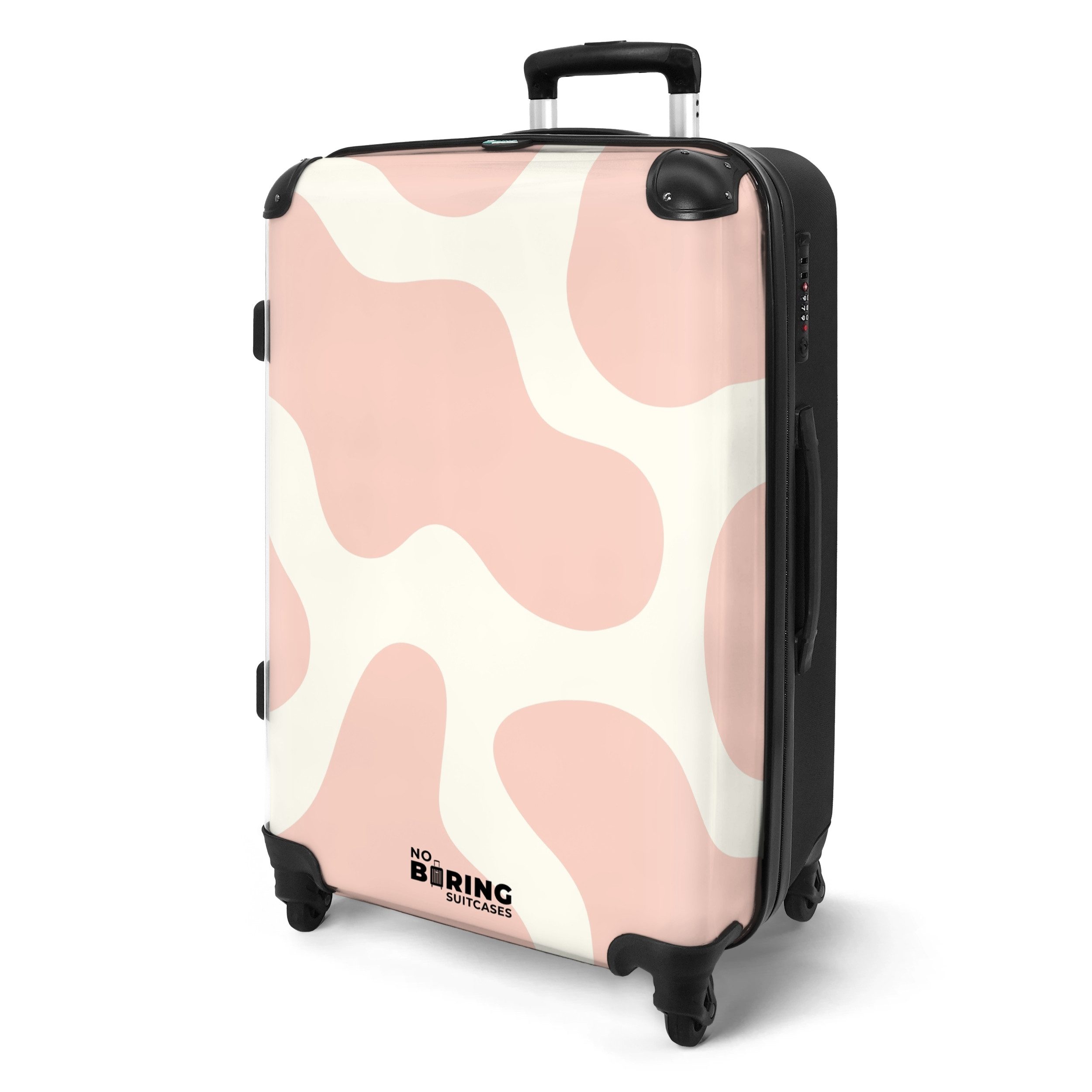 NoBoringSuitcases.com© Hartschalen-Trolley Weiß mit rosa Flecken günstig online kaufen