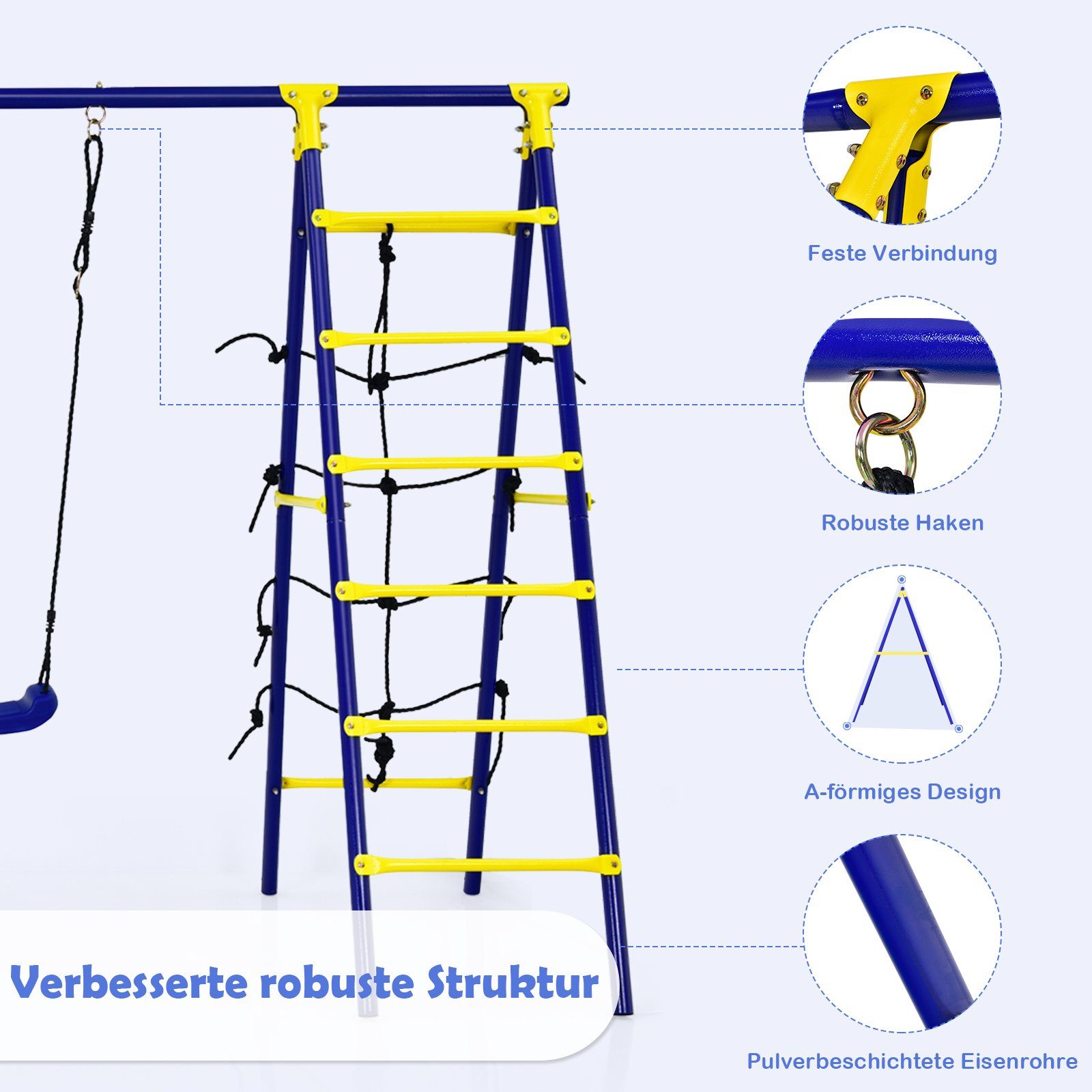 COSTWAY Doppelschaukel Kinderschaukel, Schaukelgestell höhenverstellbar