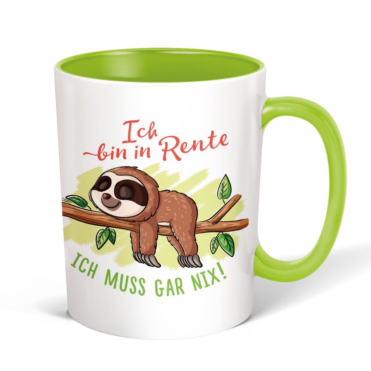 Trötsch Verlag Tasse TRÖTSCH Tasse Faultier Ich bin in Rente grün 300ml