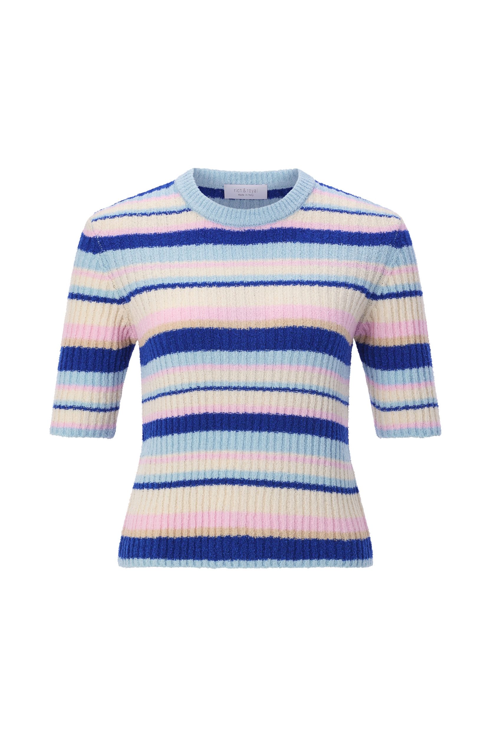 RICHROYAL Wollpullover Striped Short Sleeved Crew-Neck 999