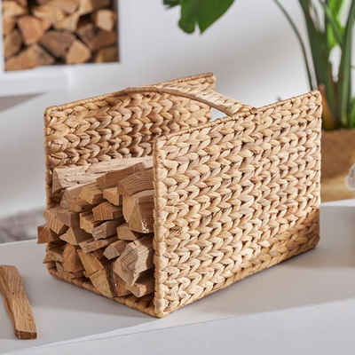 Home-trends24.de Kaminholzkorb Kaminholzkorb Holz Korb Kamin Wasserhyazinthe Brennholz Aufbewahrung