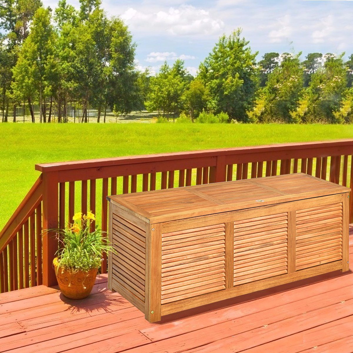 COSTWAY Gartenbox, Aufbewahrungsbox bis 160kg, Akazienholz, günstig online kaufen