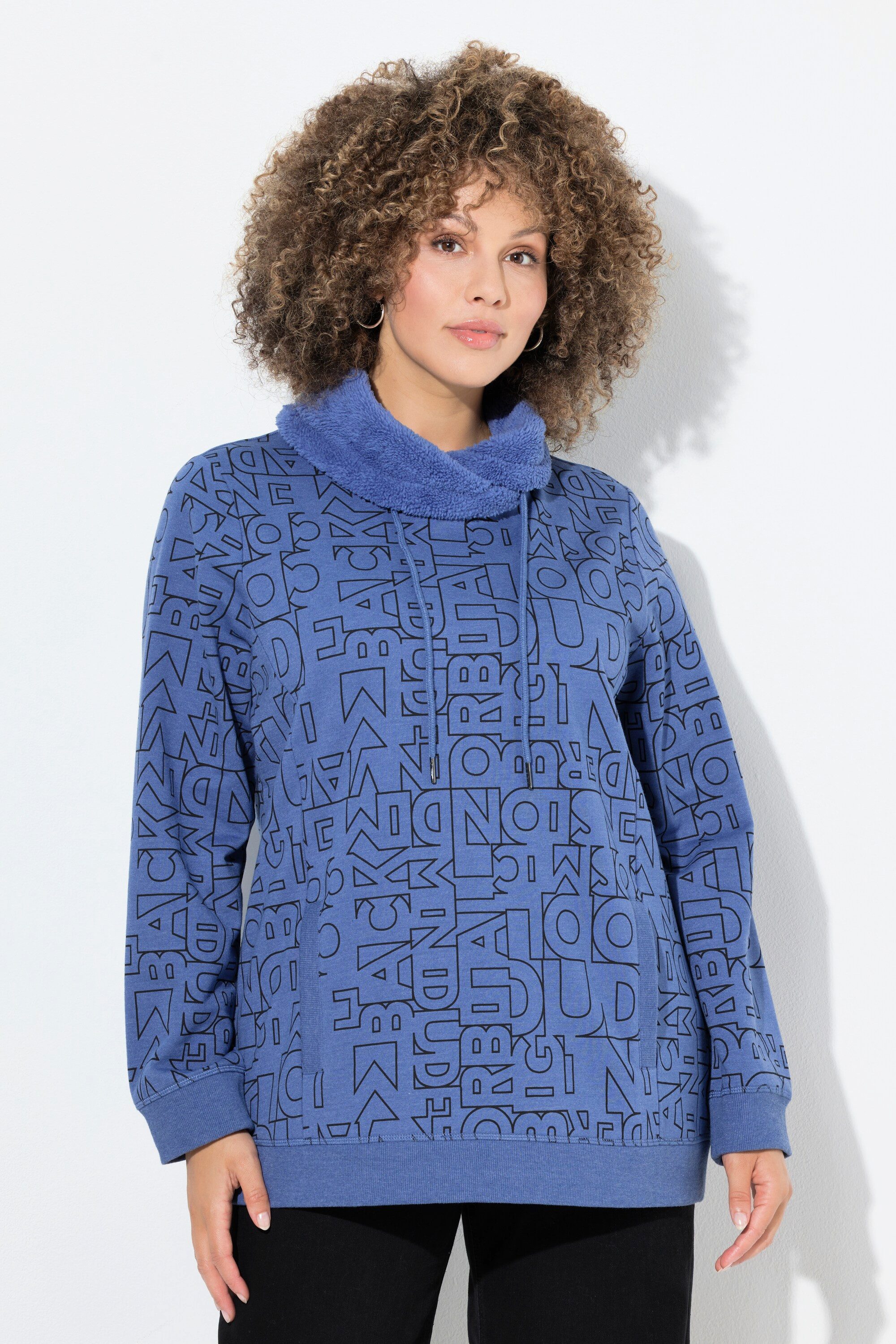 Ulla Popken Sweatshirt Sweatshirt bedruckt Teddy-Stehkragen günstig online kaufen
