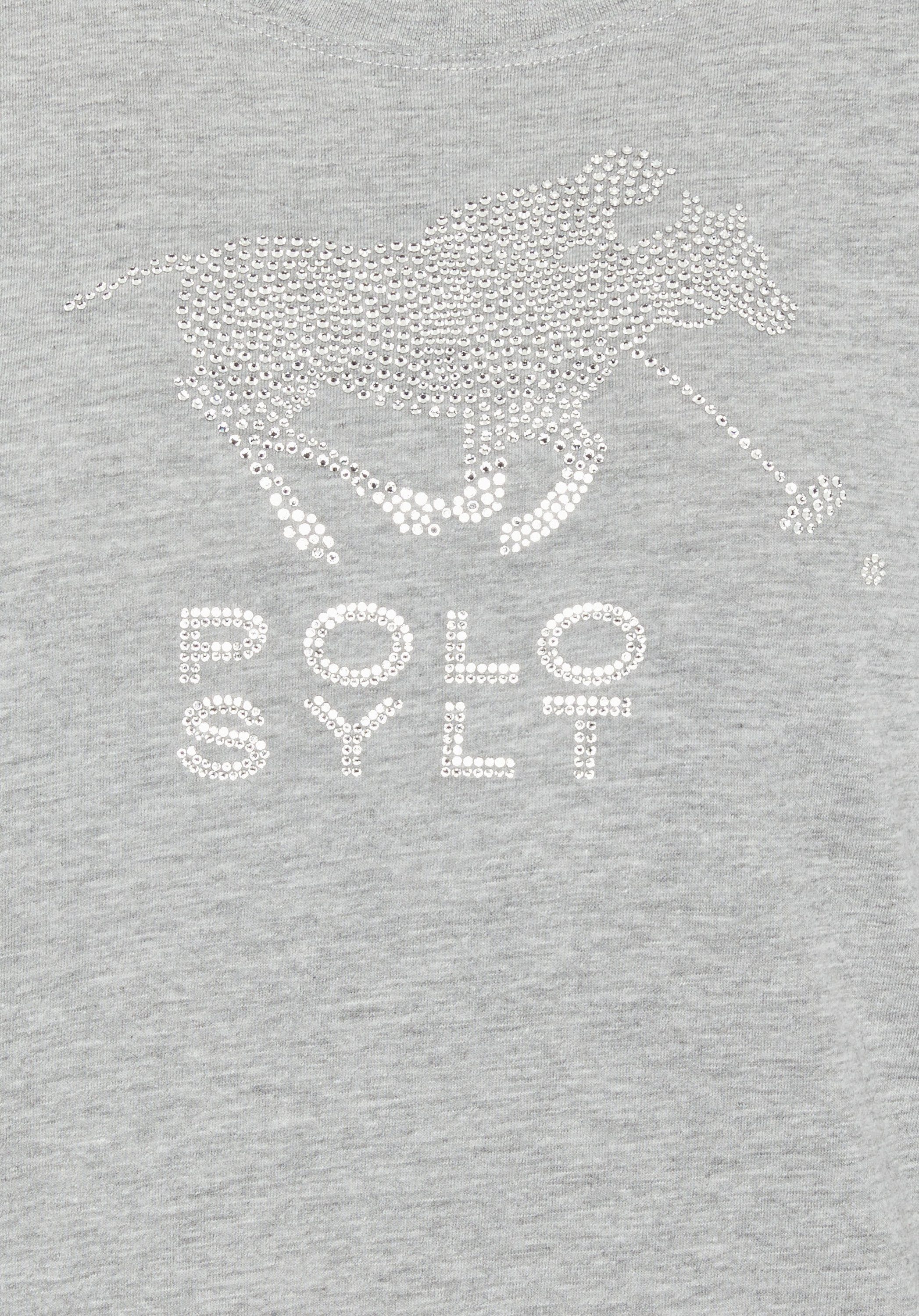 Polo Sylt Strasssteinen Gray edlen 17-4402M mit T-Shirt Melange Neutral