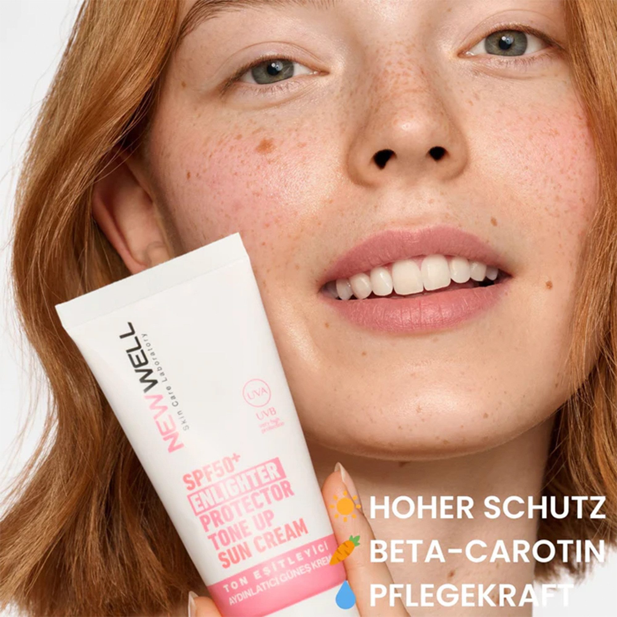 Newwell Sonnenschutzcreme Aufhellend SPF50+ 50ml, Blaulichtschutz, Tonangleichend, SPF50