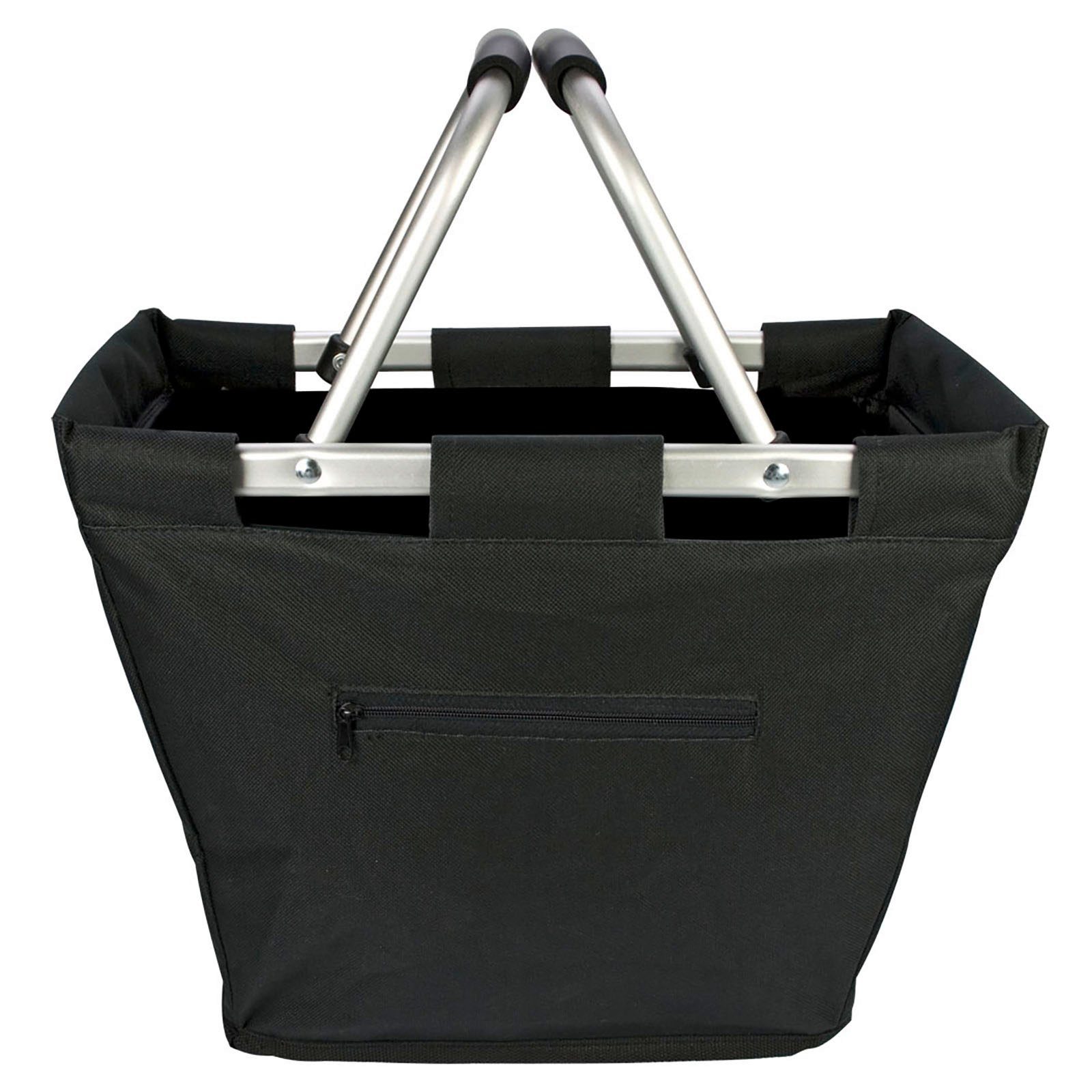 Trendyshop365 Einkaufskorb faltbar, ohne Deckel, 18 2 mit Bag, Geldfach schwarz Shopping Tragegriffe, l