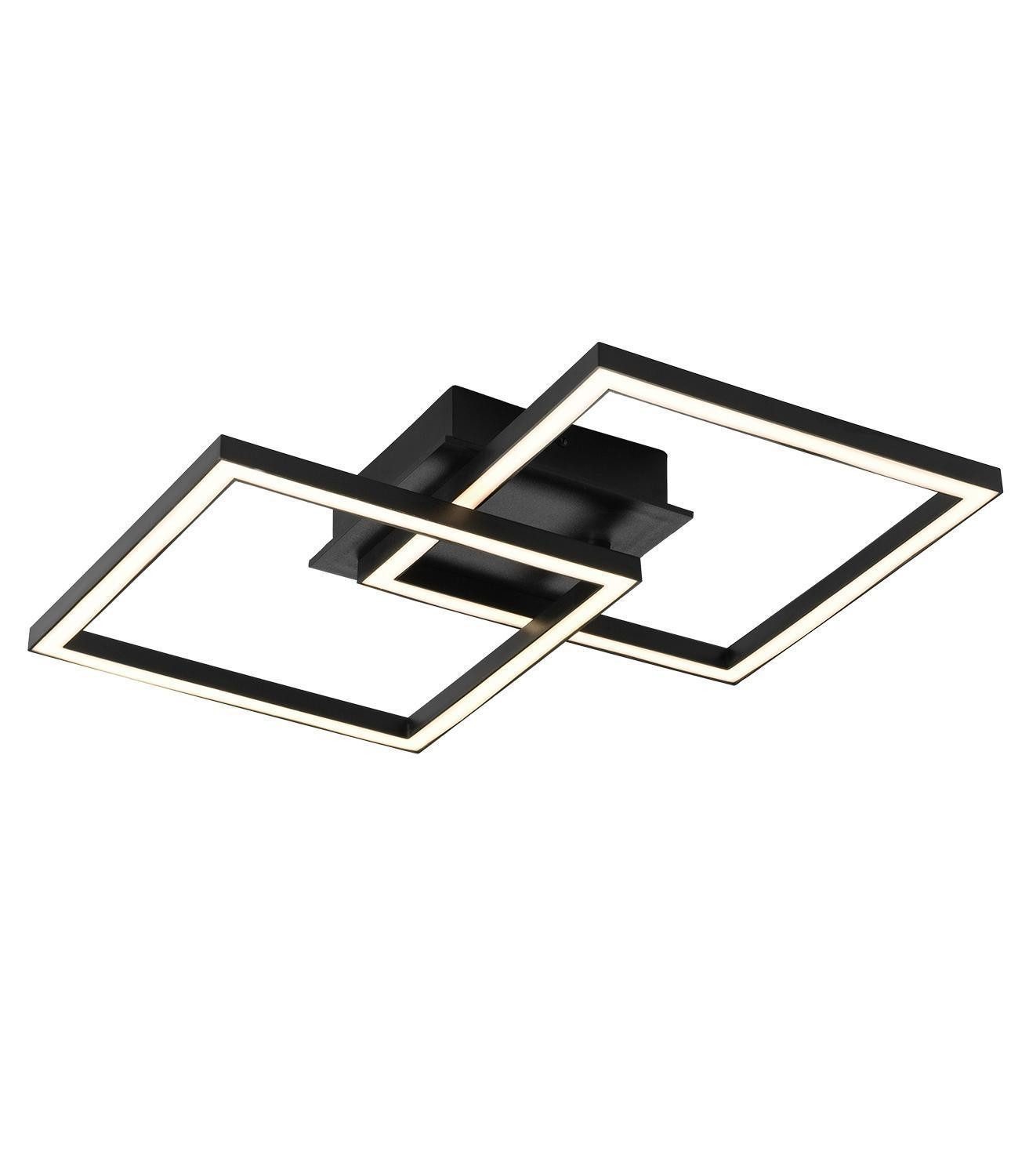 casa NOVA LED Deckenleuchte JOOST, Schwarz, Kunststoff, 1-flammig, LED fest integriert, Extra-Warmweiß, B 51,5 x H 7 x T 33,5 cm