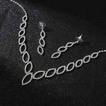 SOTOR Choker-Set Silber Hochzeit Schmuck Sets Funkelnde Strass Halskette und Ohrringe (1-tlg), baumeln Tropfen Ohrringe Halskette Schmuck Set für Frauen und Mädchen