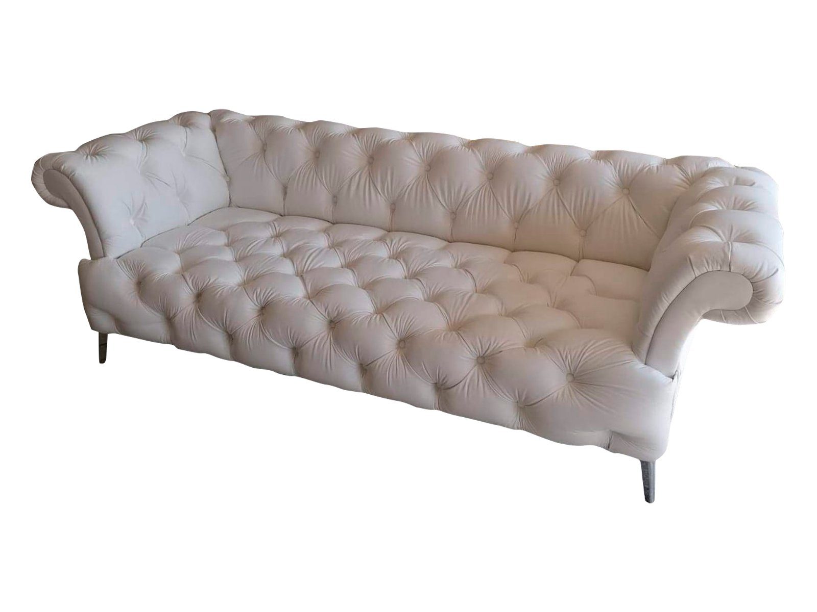 JVmoebel Sofa, Chesterfield Sofa 3 Sitzer Luxus Couch Kunstleder Sofas Weiß Ledersofa