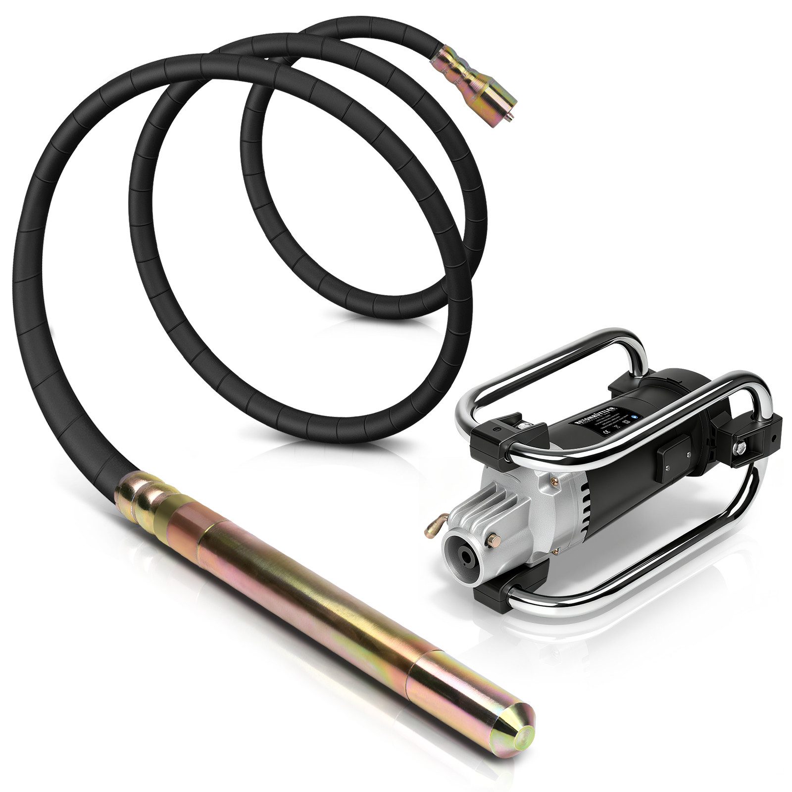 XERSEK Бетономешалки 3200W 6800rpm Betonrüttler Handrüttler + 35mm Schwingkopf 6m Flexwelle, Stoßfest Rahmen, Isoliertes Aluminiumgehäuse, Electric Betonvibrator