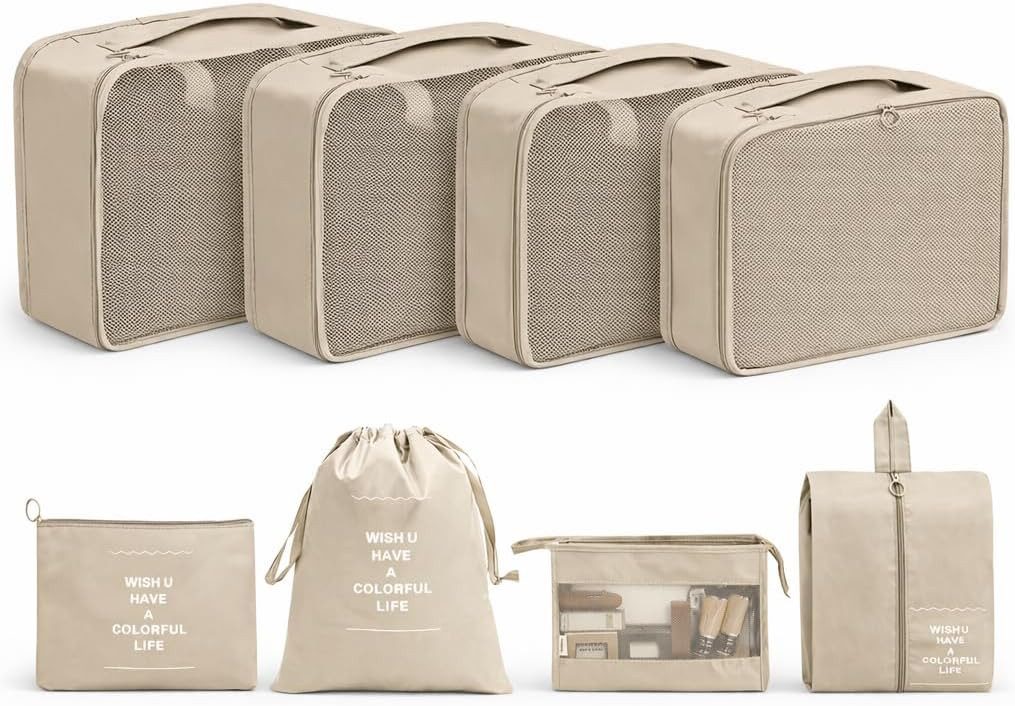 TK Gruppe Kofferorganizer Koffer Organizer 8er – Kofferorganizer Packtaschen Packwürfel Reisen (Set, 8er Set)