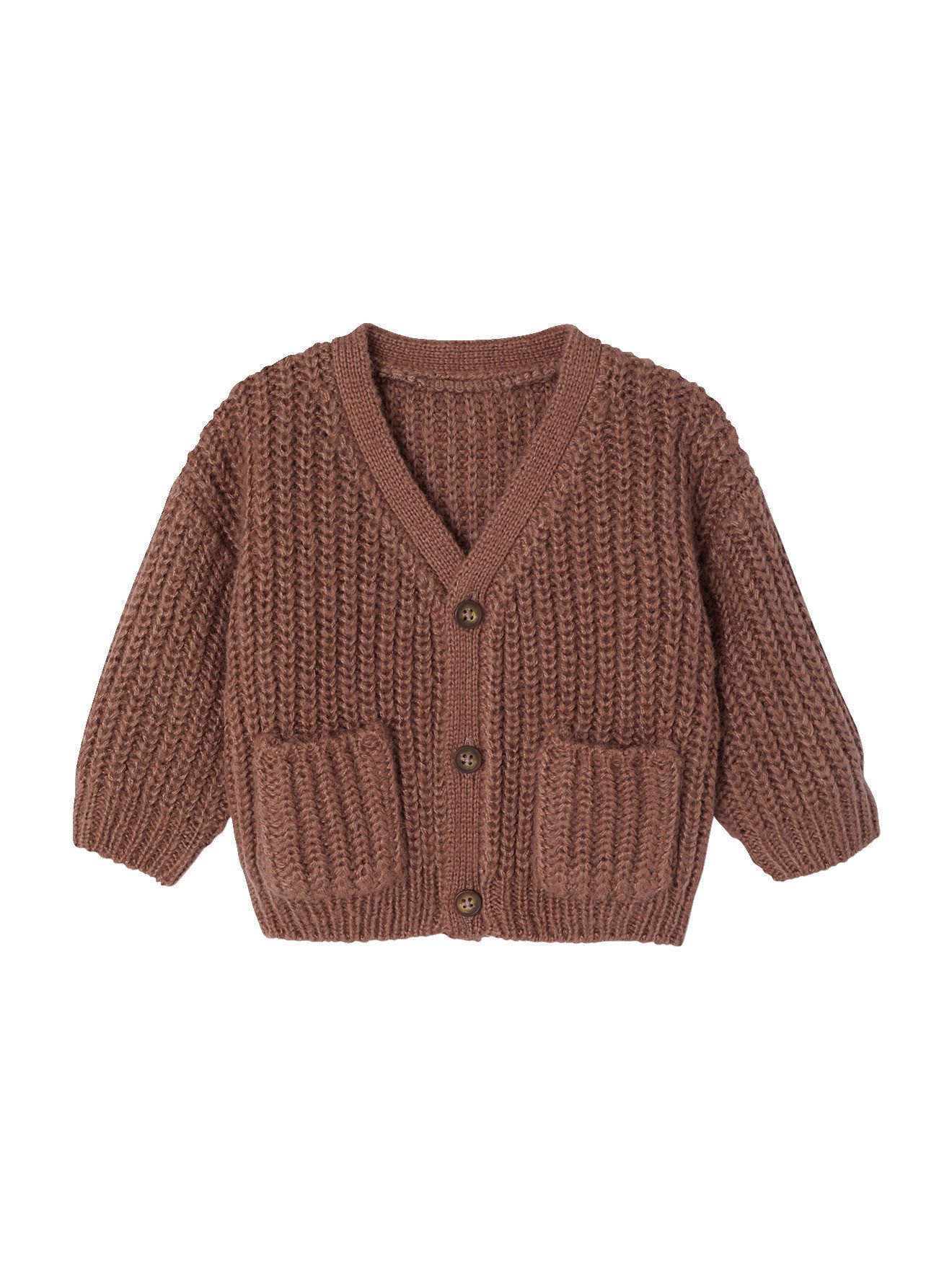 vertbaudet Strickjacke Baby Strickjacke mit V-Ausschnitt, Grobstrick