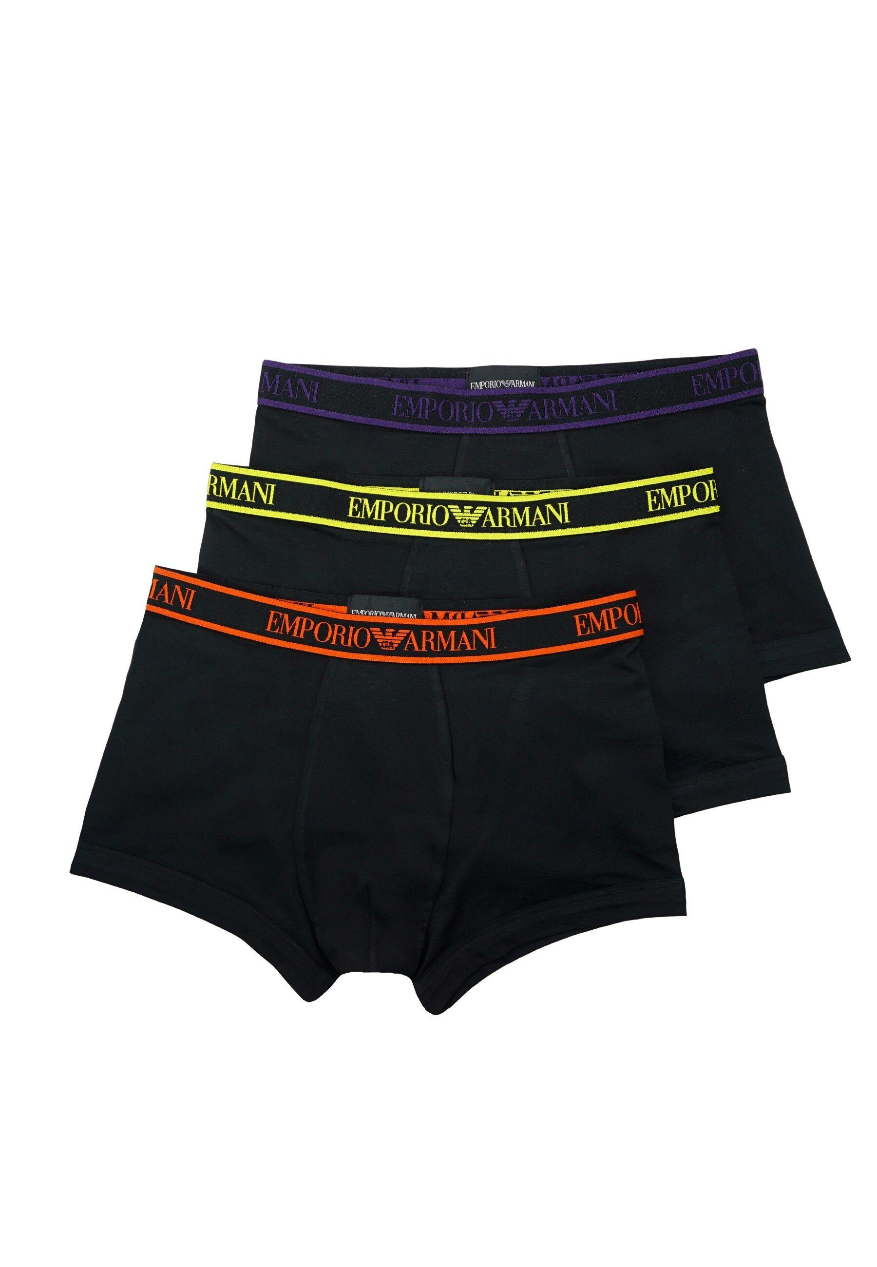 Knit (3-St) 3 Emporio Schwarz Shorts Trunks Pack Armani Boxershorts