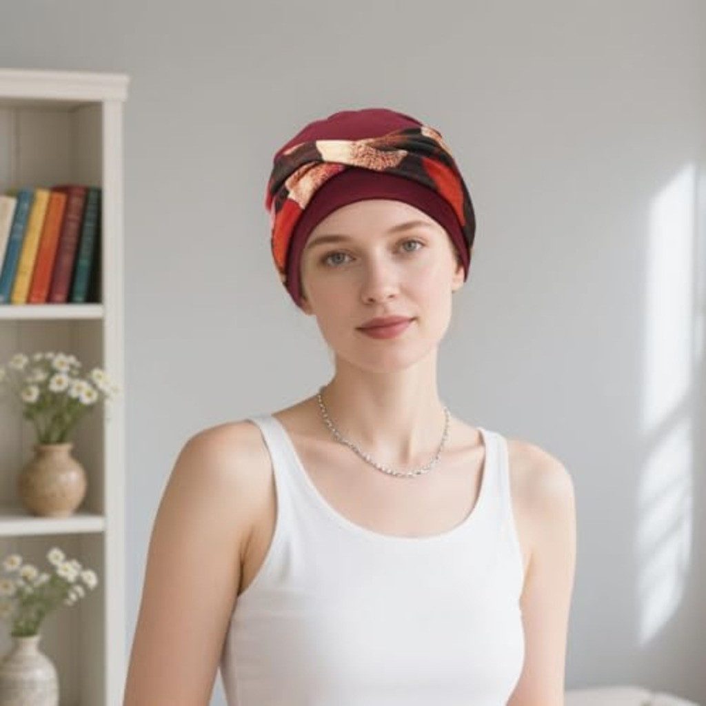 nsihing Turbanmütze Turbanmütze Damen, Boho Blumenmuster, Elastische Kopfbedeckung Weich, Atmungsaktiv & Bequem für Alltag und Freizeit – Bild 5 von 5