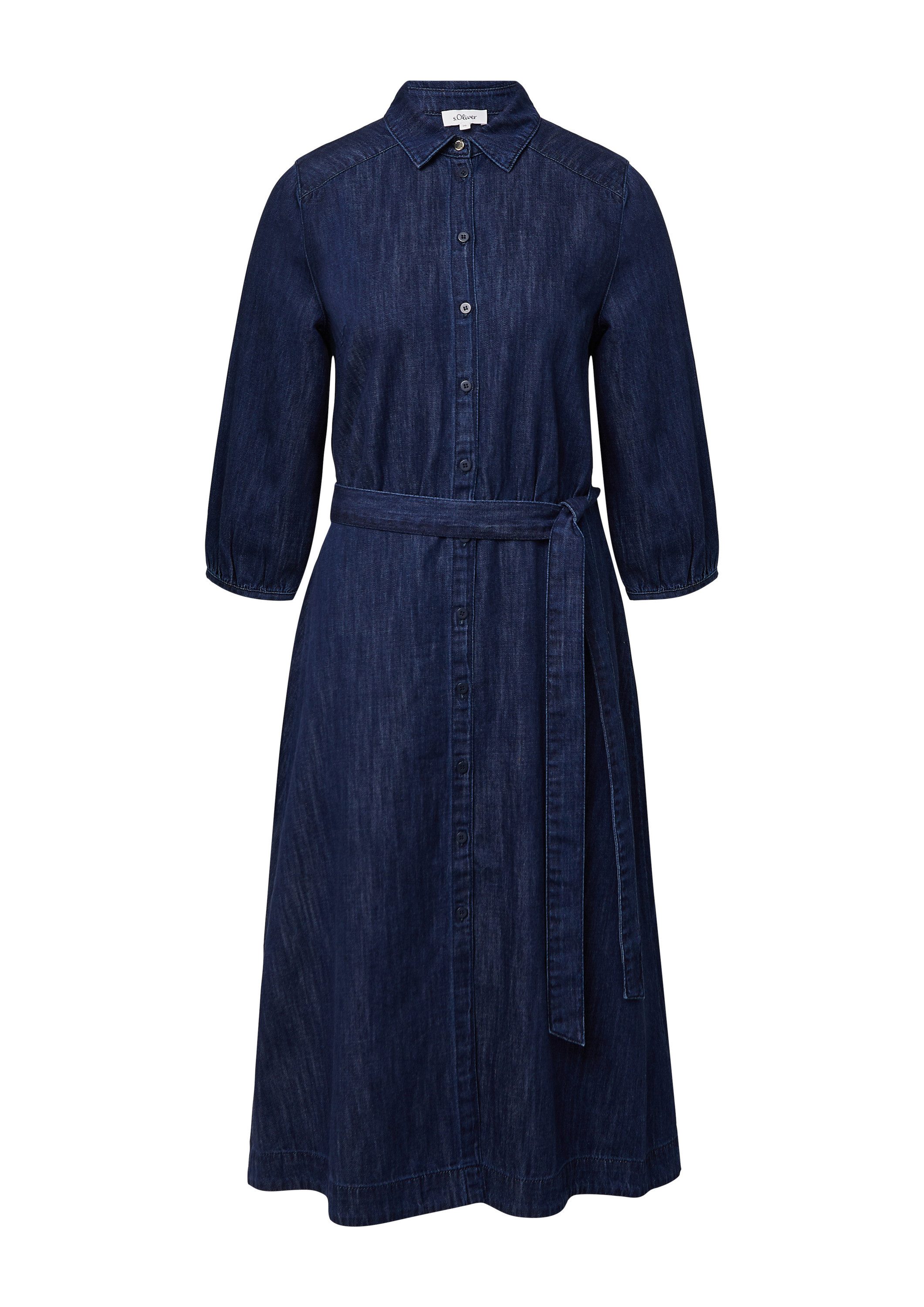 s.Oliver Midikleid Kleid Jeanskleid mit 3/4-Ärmeln und Knopfleiste günstig online kaufen