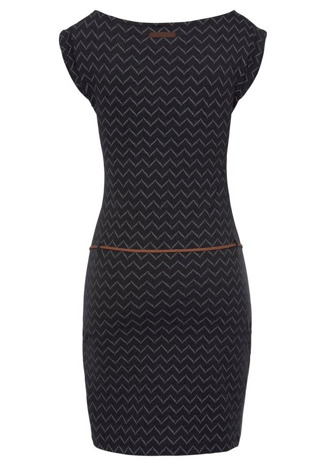 Ragwear Shirtkleid »TAG ZIG ZAG« (2-tlg., mit abnehmbarem Gürtel) mit "Zig Zag" Alloverprint in schwarz
