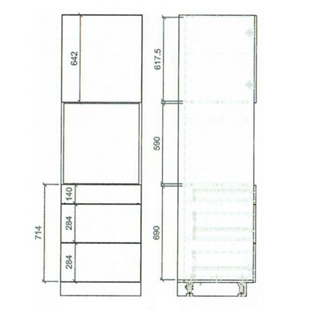 RAL Hochglanz schiefergrau Feldmann-Wohnen (Florence) und Ausführung Schubladen 3 Front-, Korpusfarbe Florence 60cm wählbar Backofenumbauschrank 7015 grifflos