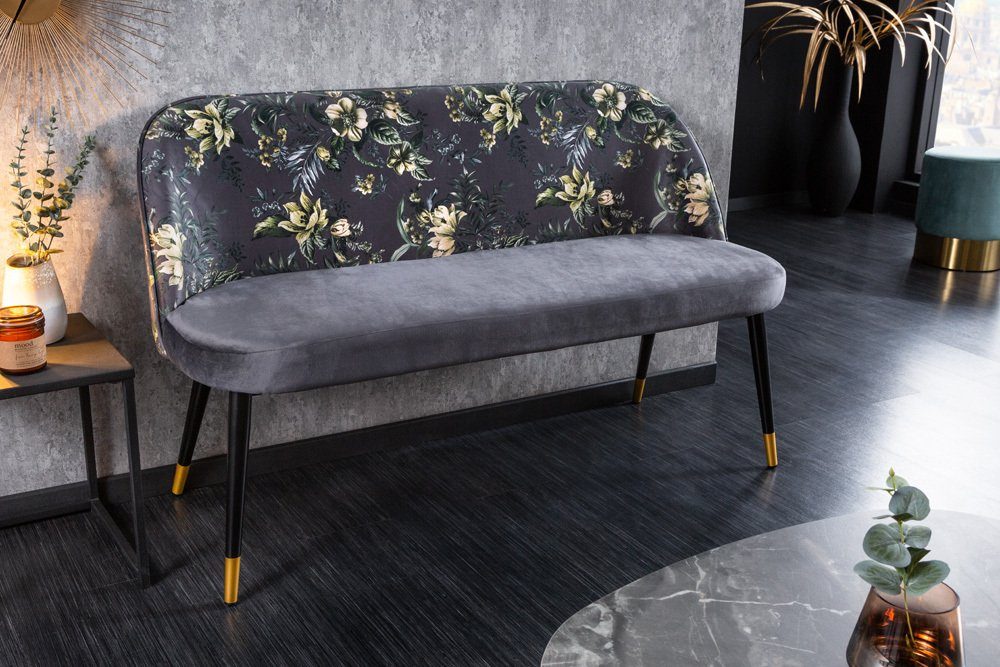 · Metall Wohnzimmer · Design · florales PRÊT-À-PORTER · 1-St), Samt bunt riess-ambiente / | (Einzelartikel, schwarz gelb Sitzbank Retro gelb, gelb