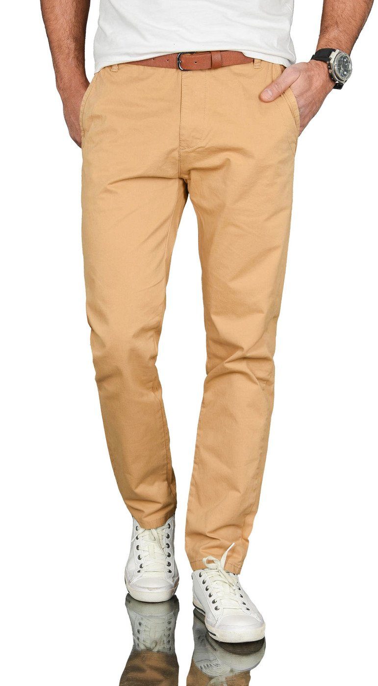Alessandro Salvarini Chinohose Herren mit Gürtel – Stoffhose Regular Fit Bequeme Chino mit Stretch und klassischem Schnitt