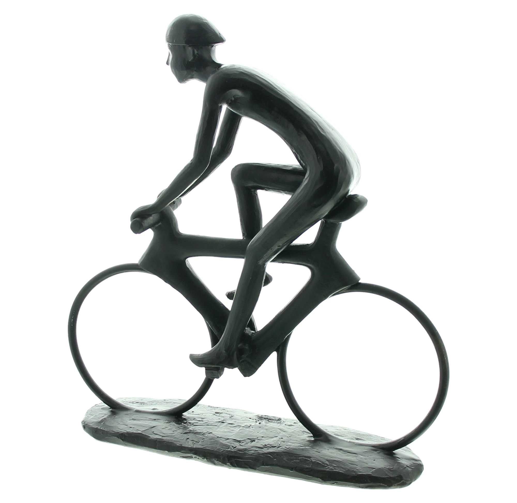 Dekoleidenschaft Skulptur "Rennfahrer" aus Polyresin, mattschwarz, 24x25 cm, moderne Dekofigur