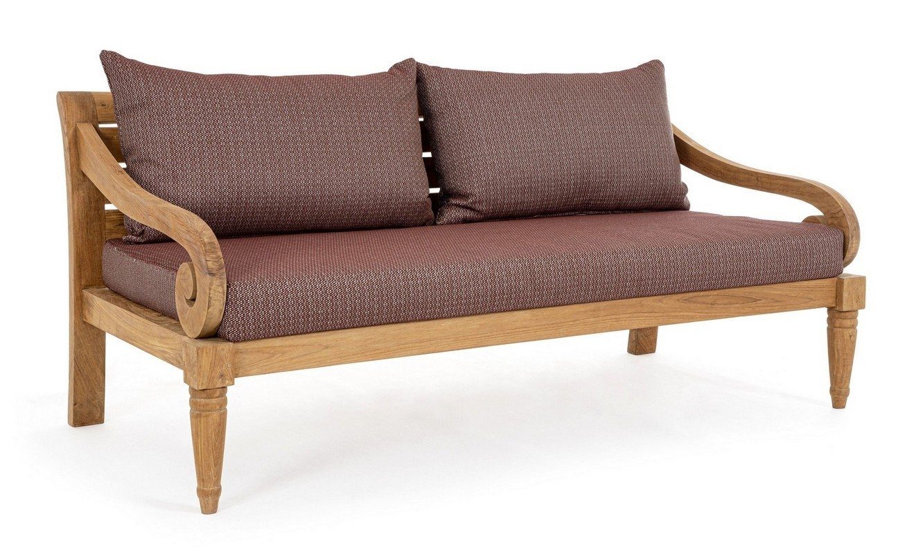 Teakholz Karuba Couch Natur24 Sofa Sofa Rot 165x80x75cm Sofa