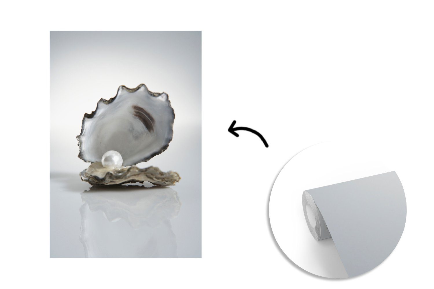 MuchoWow Fototapete Perle in einer für St), Hintergrund, Auster Wandtapete (3 auf Matt, Tapete Montagefertig Wohnzimmer, Vinyl weißem bedruckt